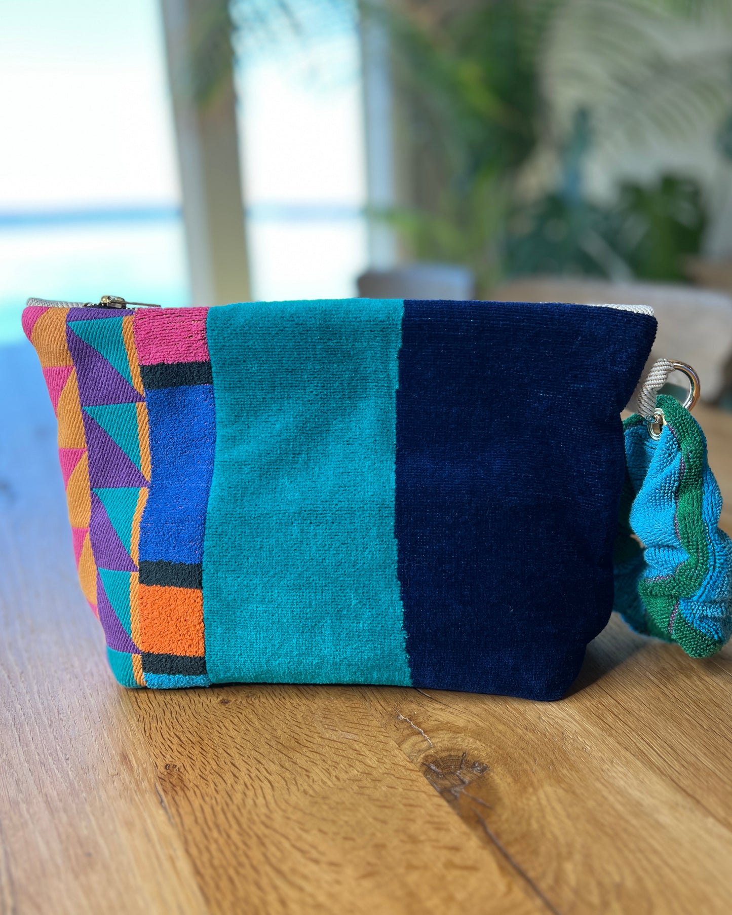 Repurposed Towel Beach Clutch "Whirlpool Party"