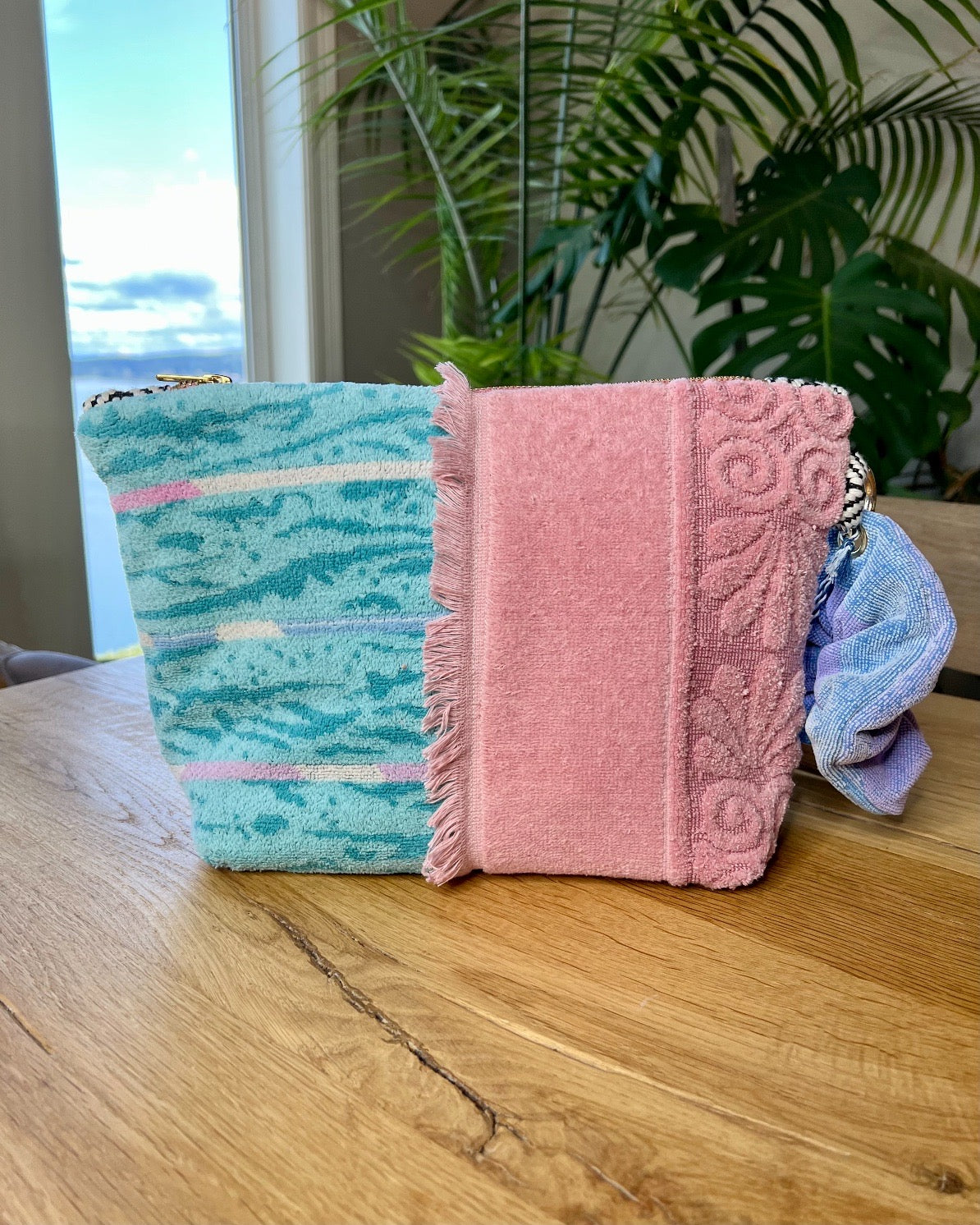 Repurposed Towel Beach Clutch ”Spring Fling”