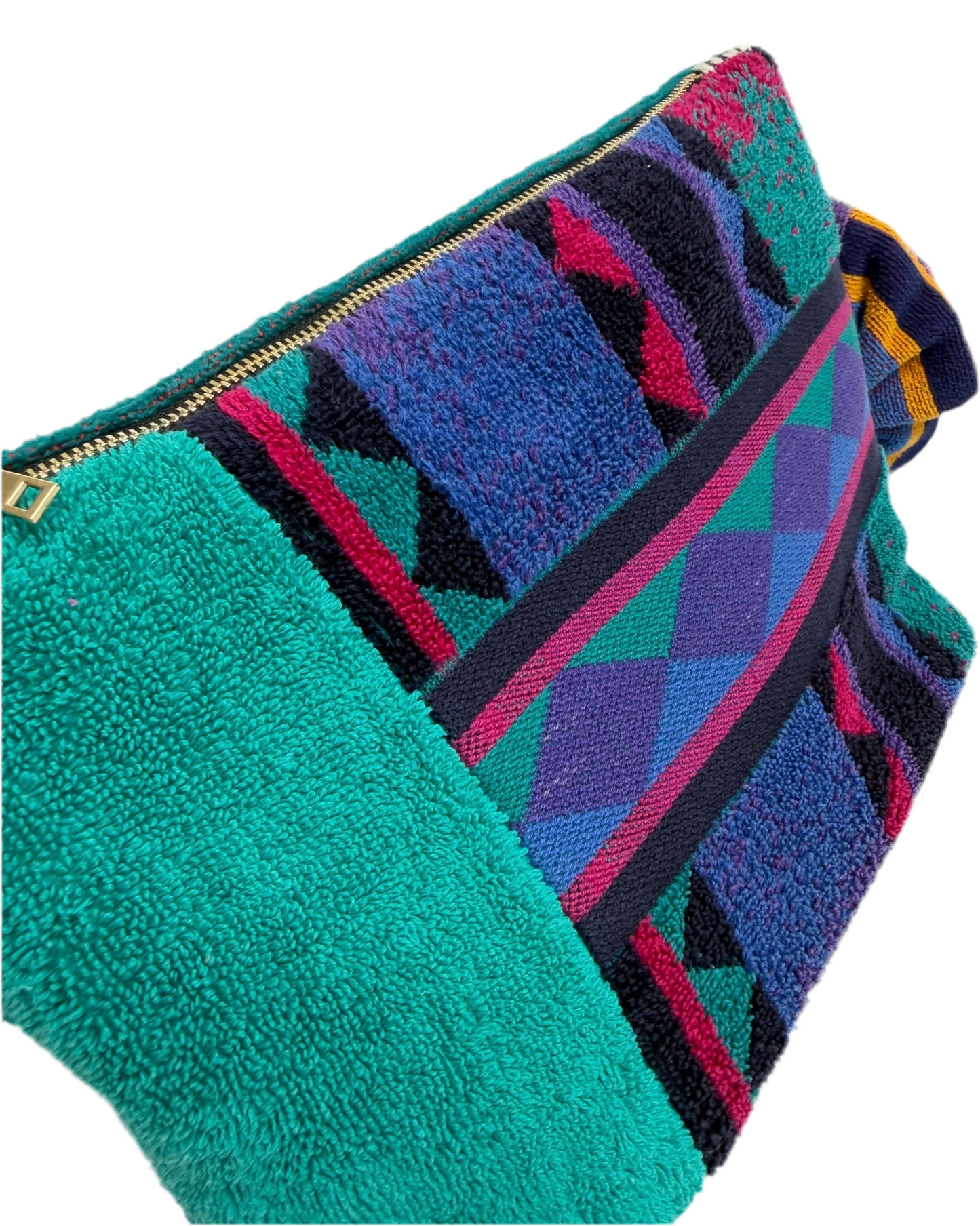 Repurposed Towel Beach Clutch "Jewel Tones"