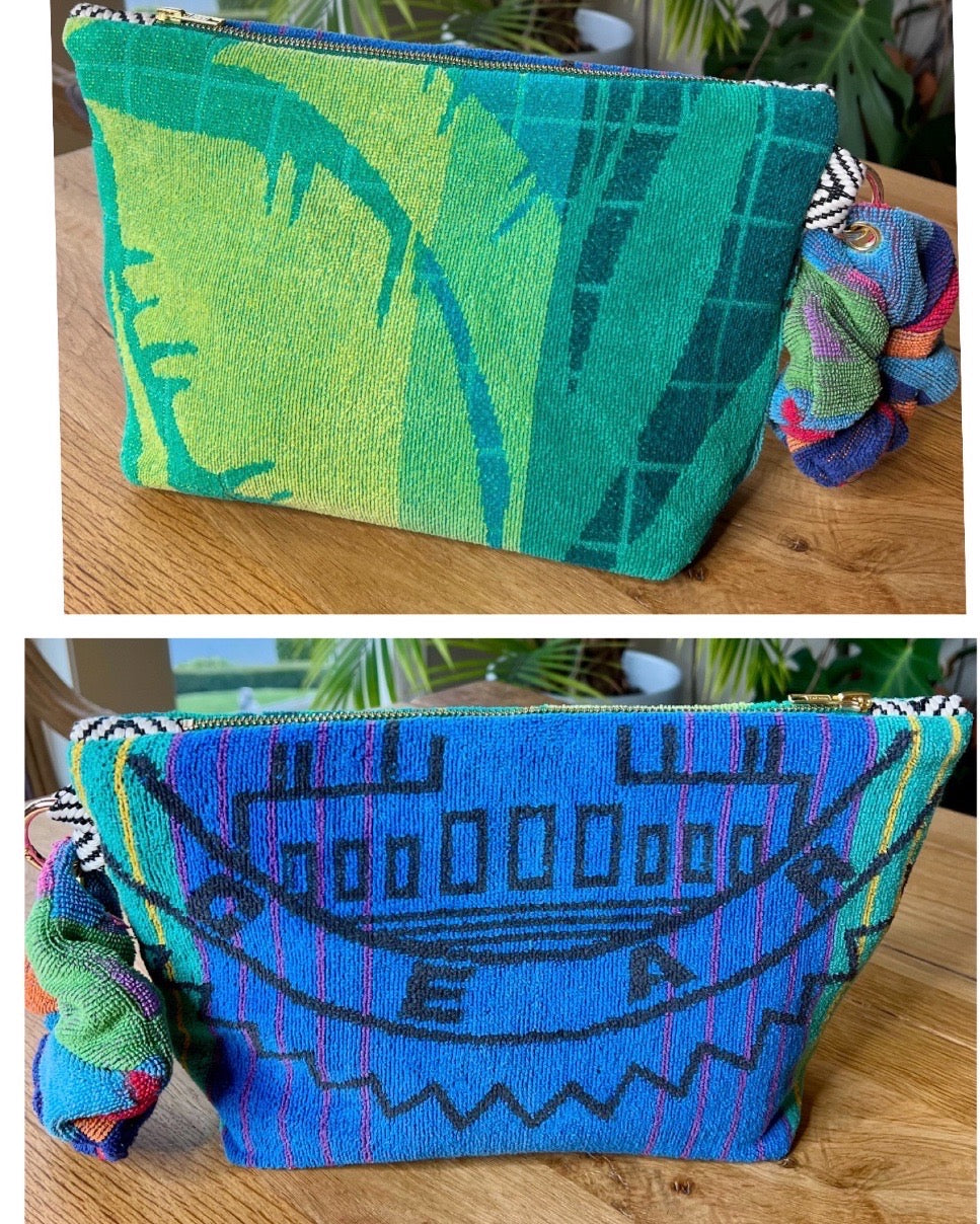 Repurposed Towel Beach Clutch “Tropical Gear”