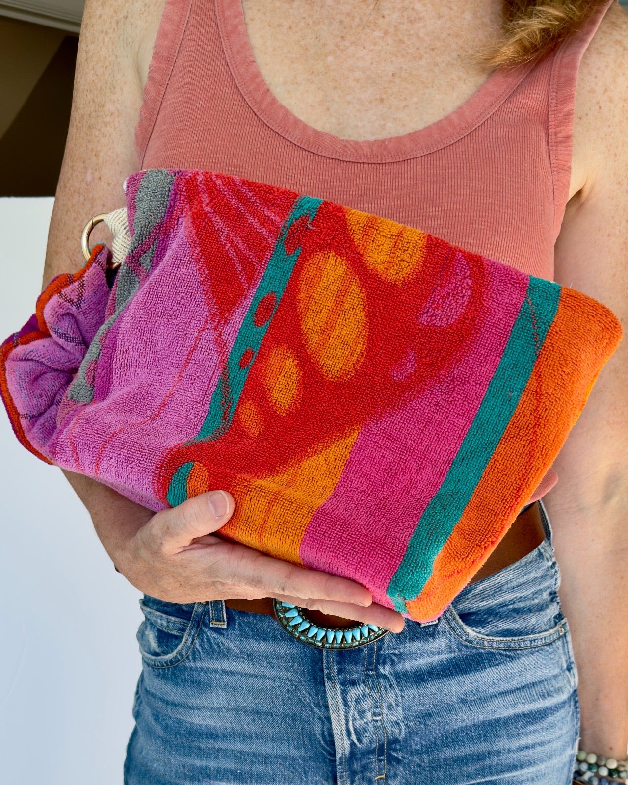 Repurposed Towel Beach Clutch "Shine Bright"
