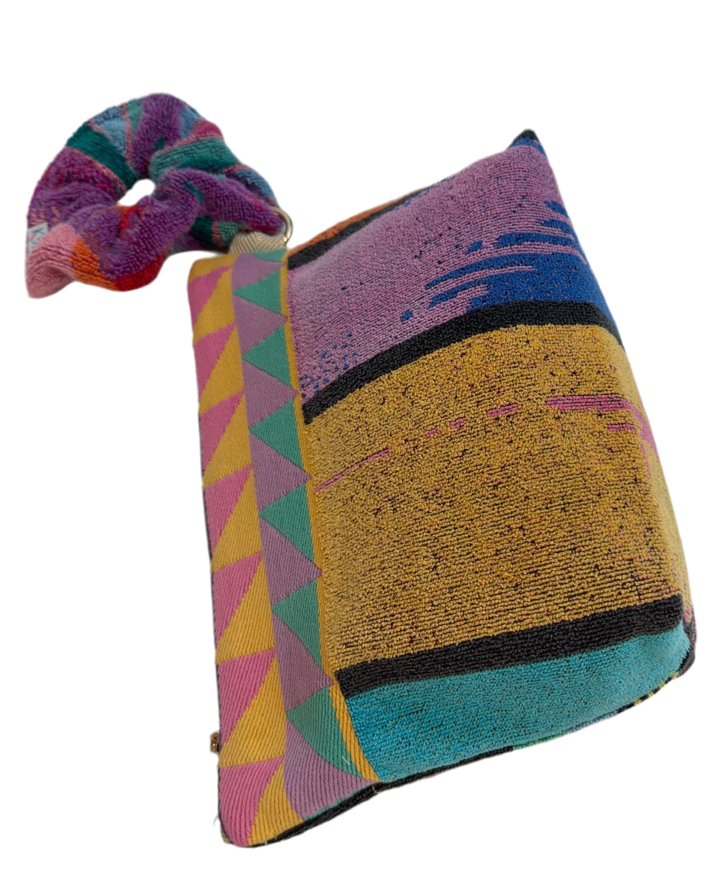 Repurposed Towel Beach Clutch "Up Stream"