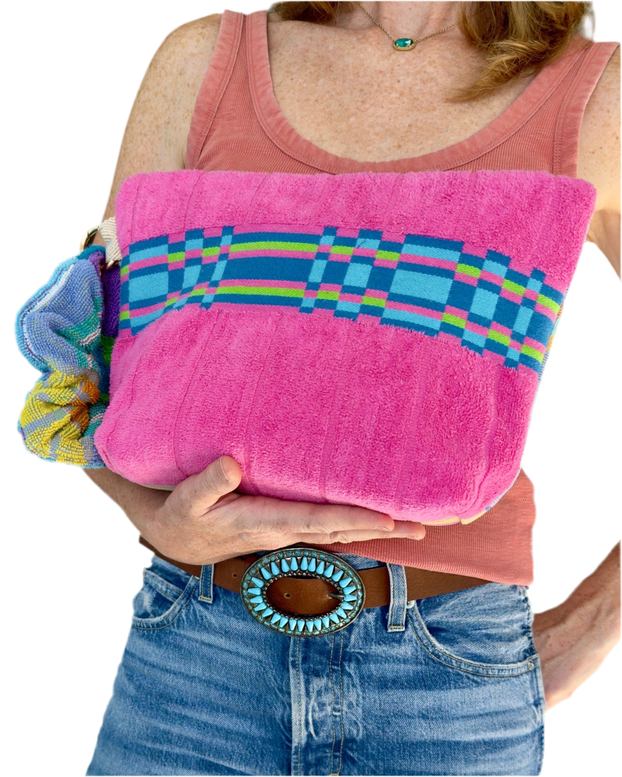 Repurposed Towel Beach Clutch "Living Large"