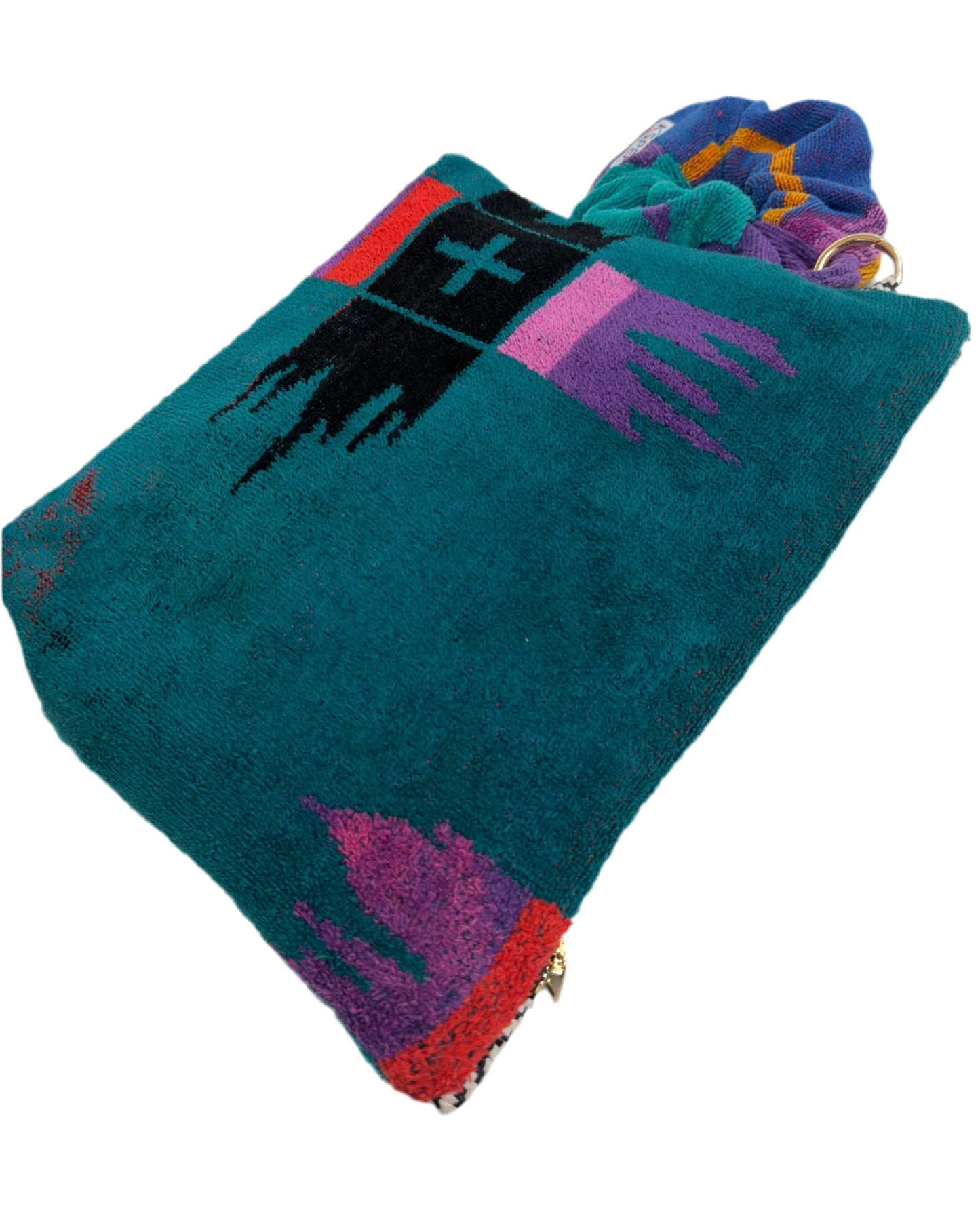 Repurposed Towel Beach Clutch "Jewel Tones"