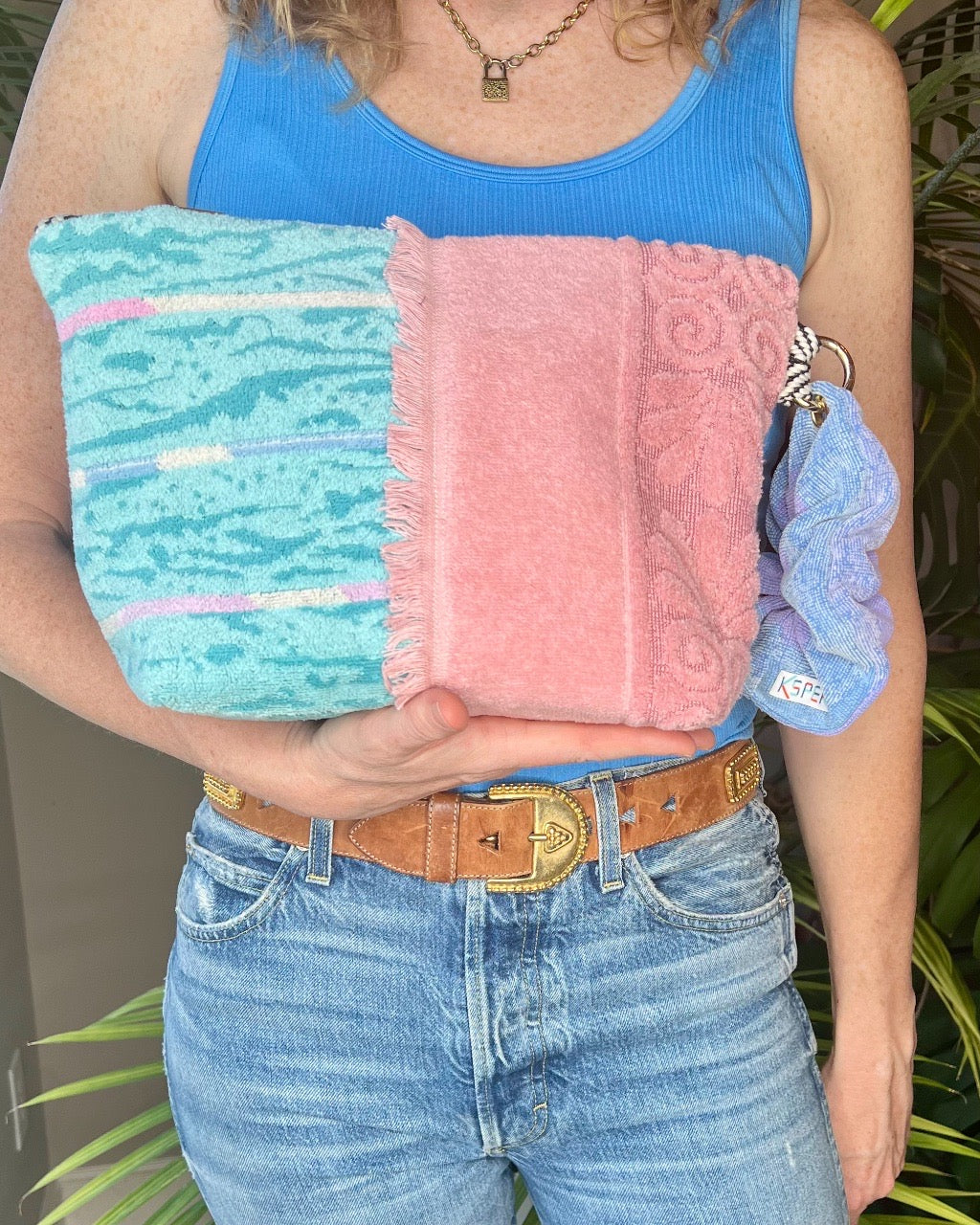 Repurposed Towel Beach Clutch ”Spring Fling”