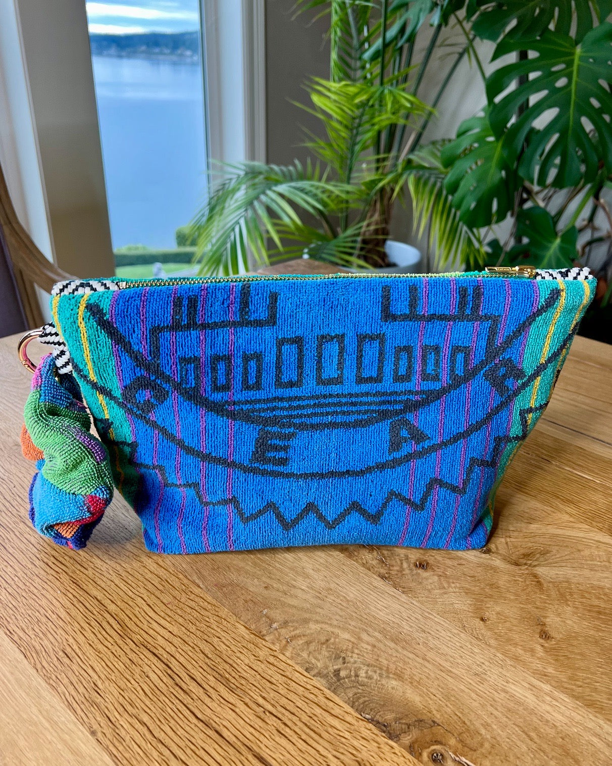 Repurposed Towel Beach Clutch “Tropical Gear”