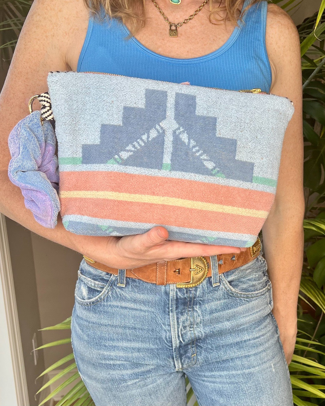 Repurposed Towel Beach Clutch ”Spring Fling”