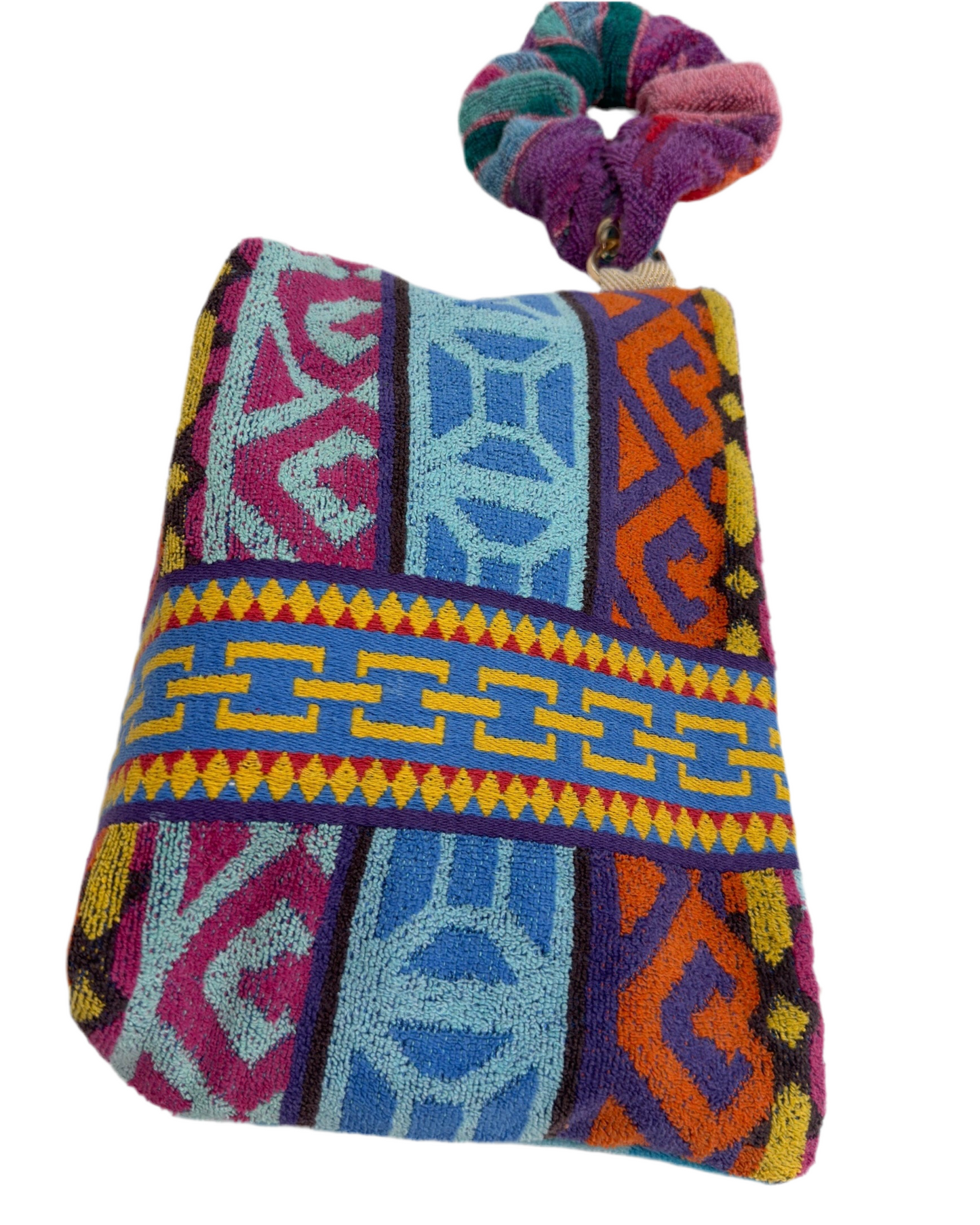 Repurposed Towel Beach Clutch "Land and Sea"