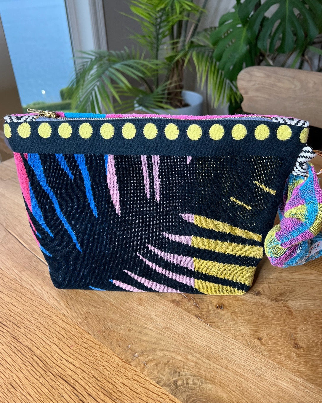 Repurposed Towel Beach Clutch “Palm Palace”
