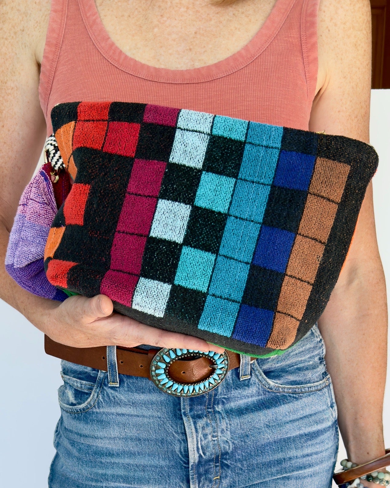 Repurposed Towel Beach Clutch "Sunday Stroll"