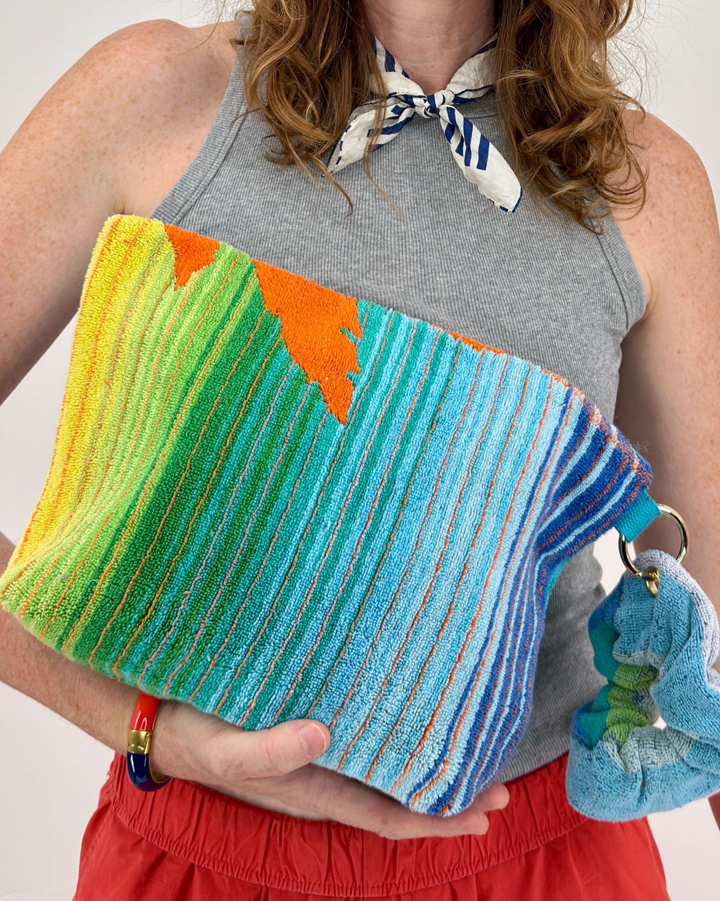Repurposed Towel Beach Clutch "Deluxe Cabana"