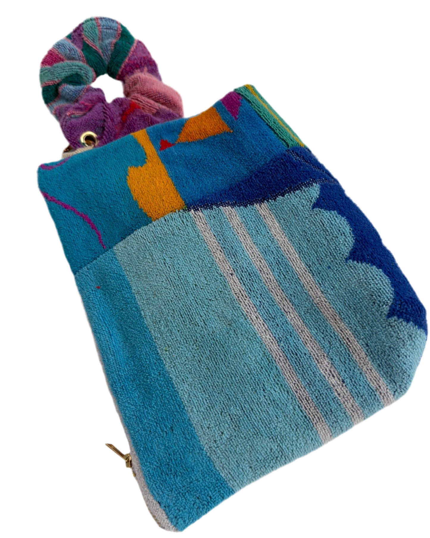 Repurposed Towel Beach Clutch "Land and Sea"