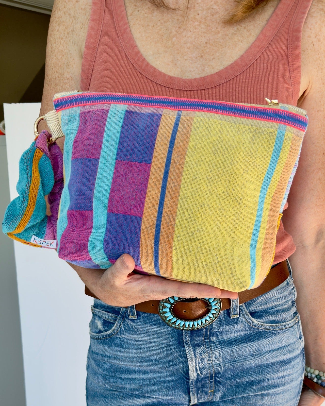 Repurposed Towel Beach Clutch "Charted Course"
