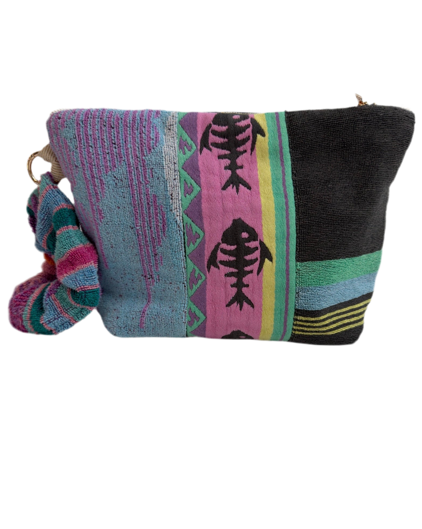 Repurposed Towel Beach Clutch "Up Stream"