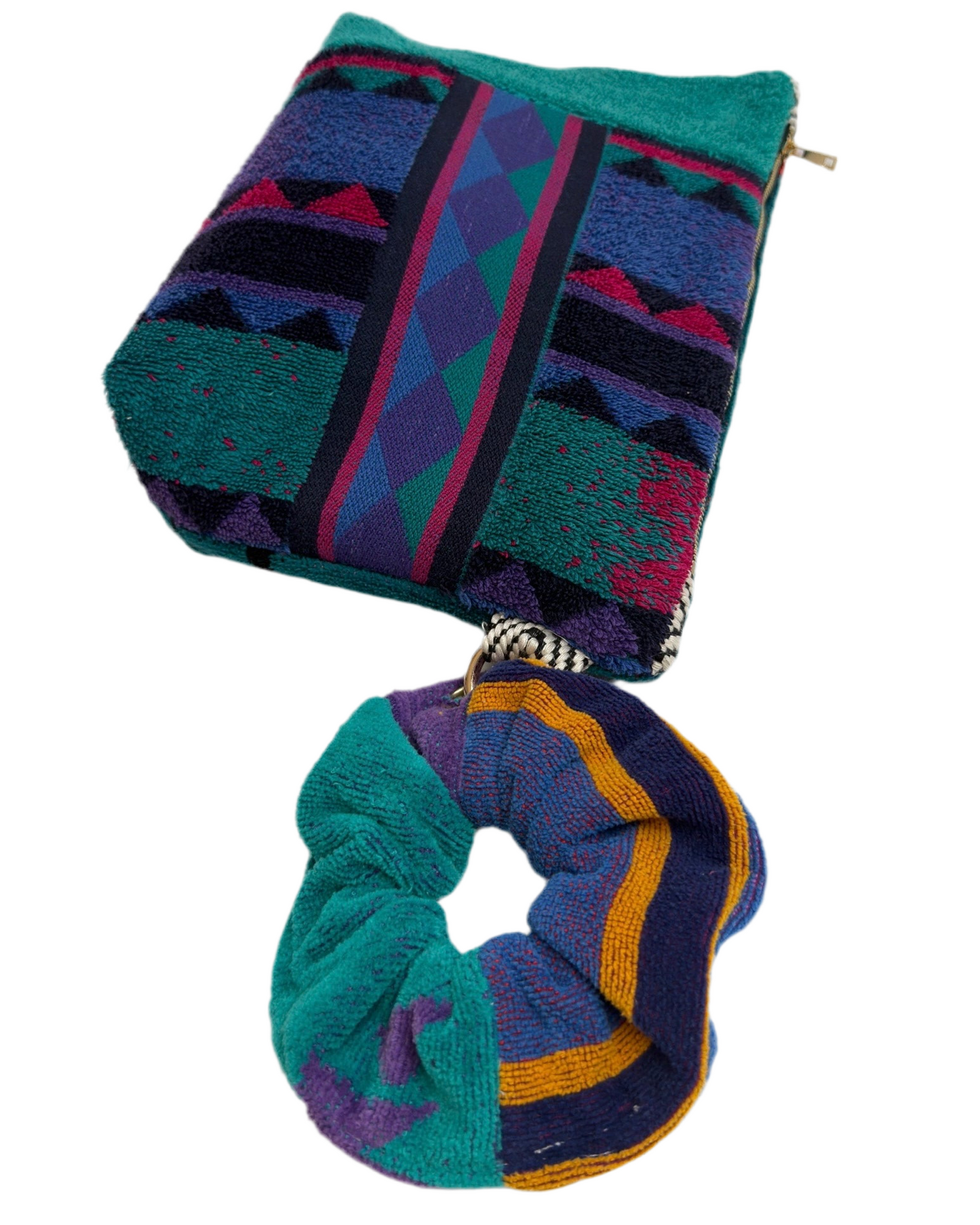 Repurposed Towel Beach Clutch "Jewel Tones"