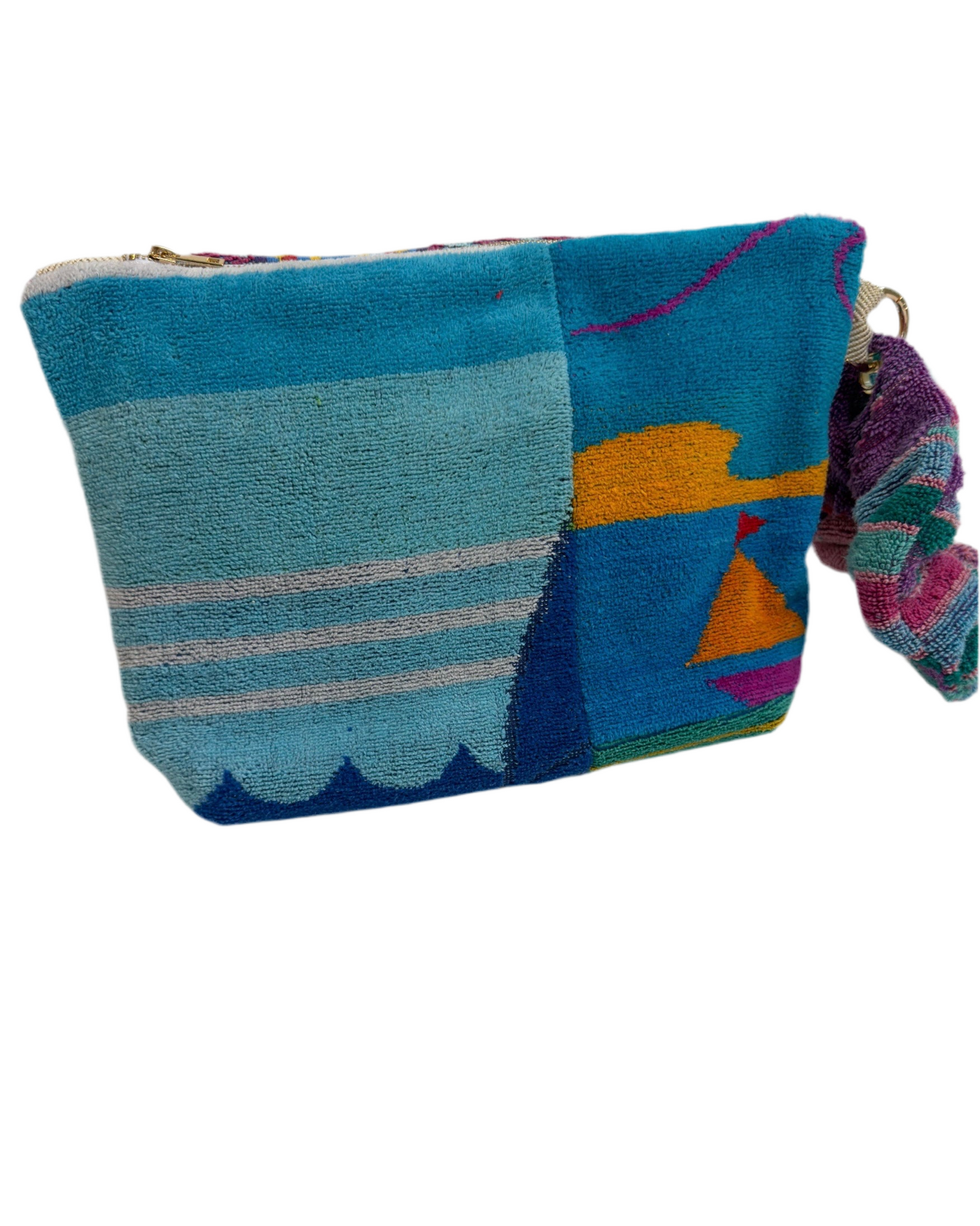 Repurposed Towel Beach Clutch "Land and Sea"