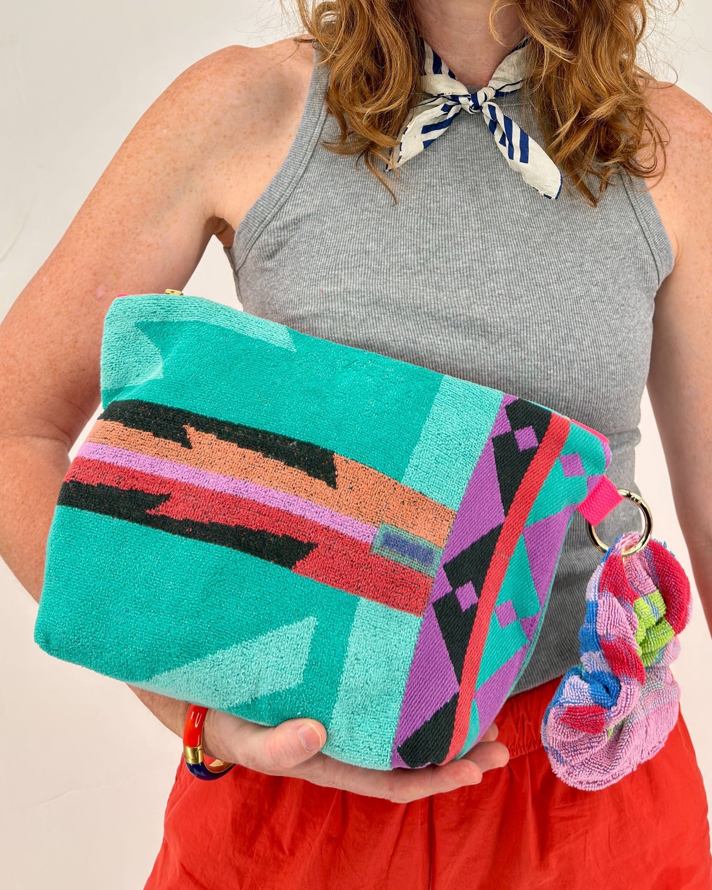 Repurposed Towel Beach Clutch "Winning"