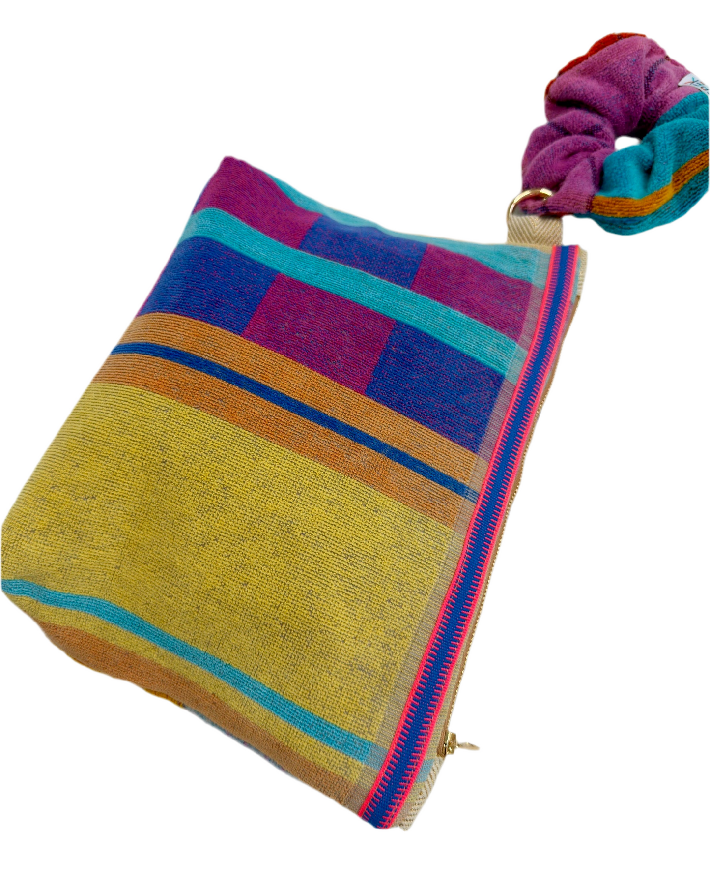 Repurposed Towel Beach Clutch "Charted Course"