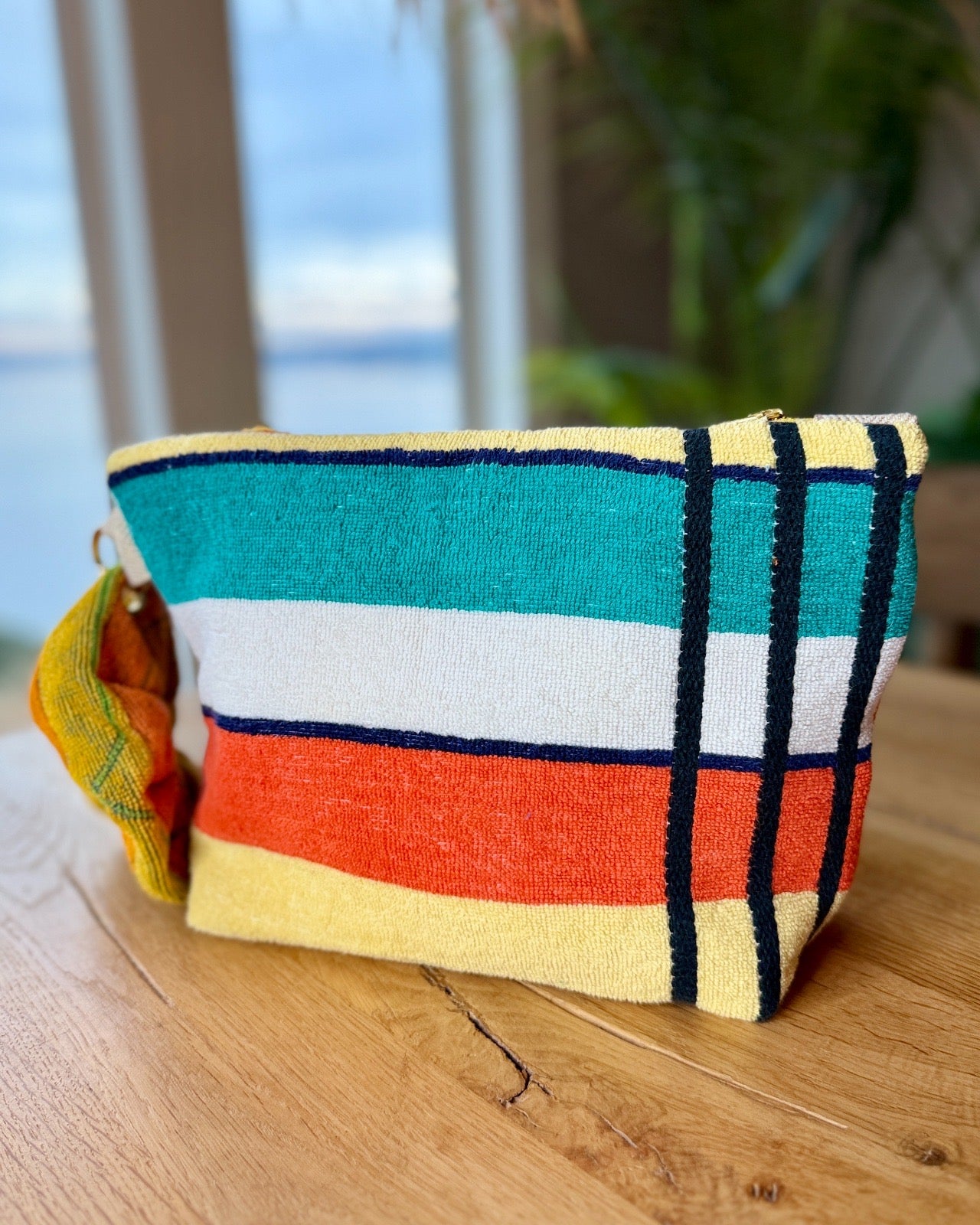 Repurposed Towel Beach Clutch "Mid Century Pool Party"