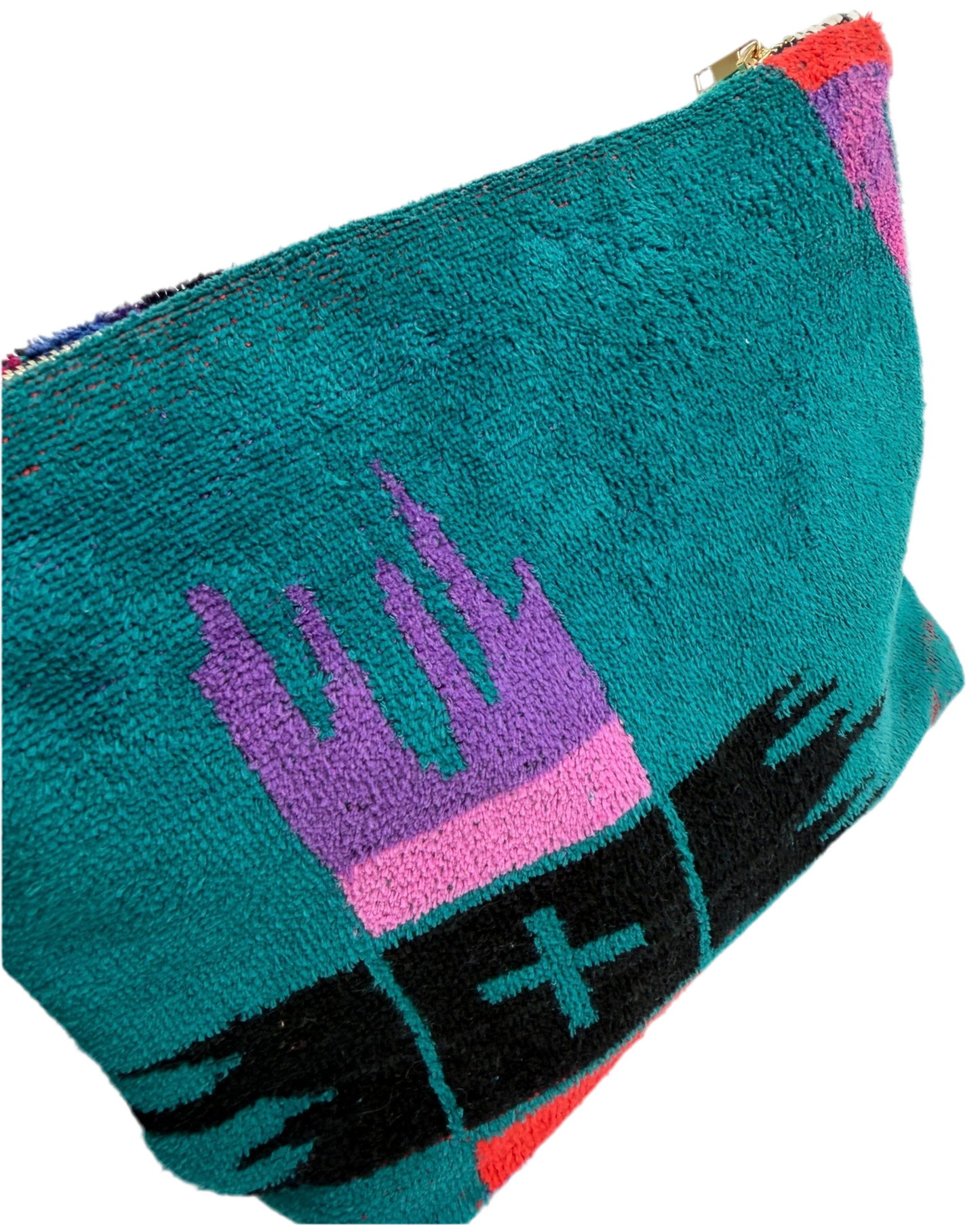 Repurposed Towel Beach Clutch "Jewel Tones"