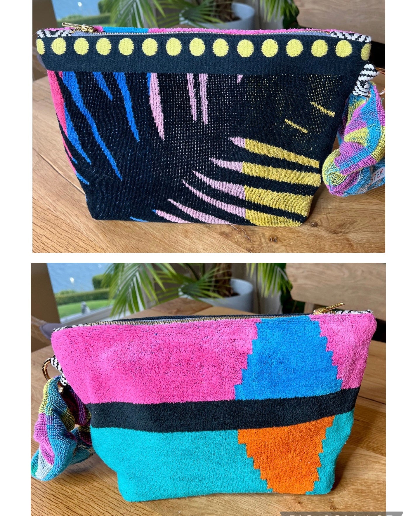 Repurposed Towel Beach Clutch “Palm Palace”