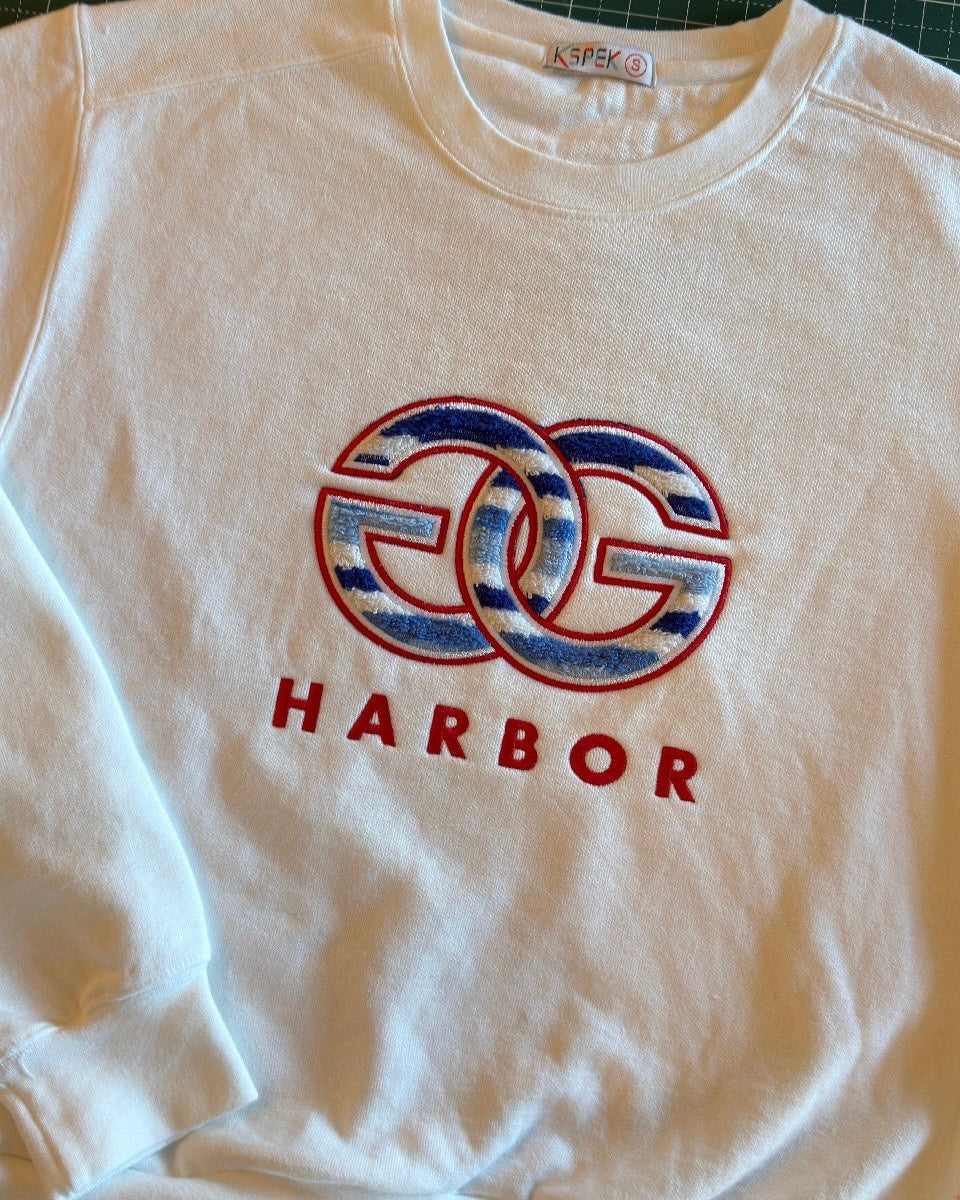 Laura White Striped Double G Gig Harbor Sweatshirt