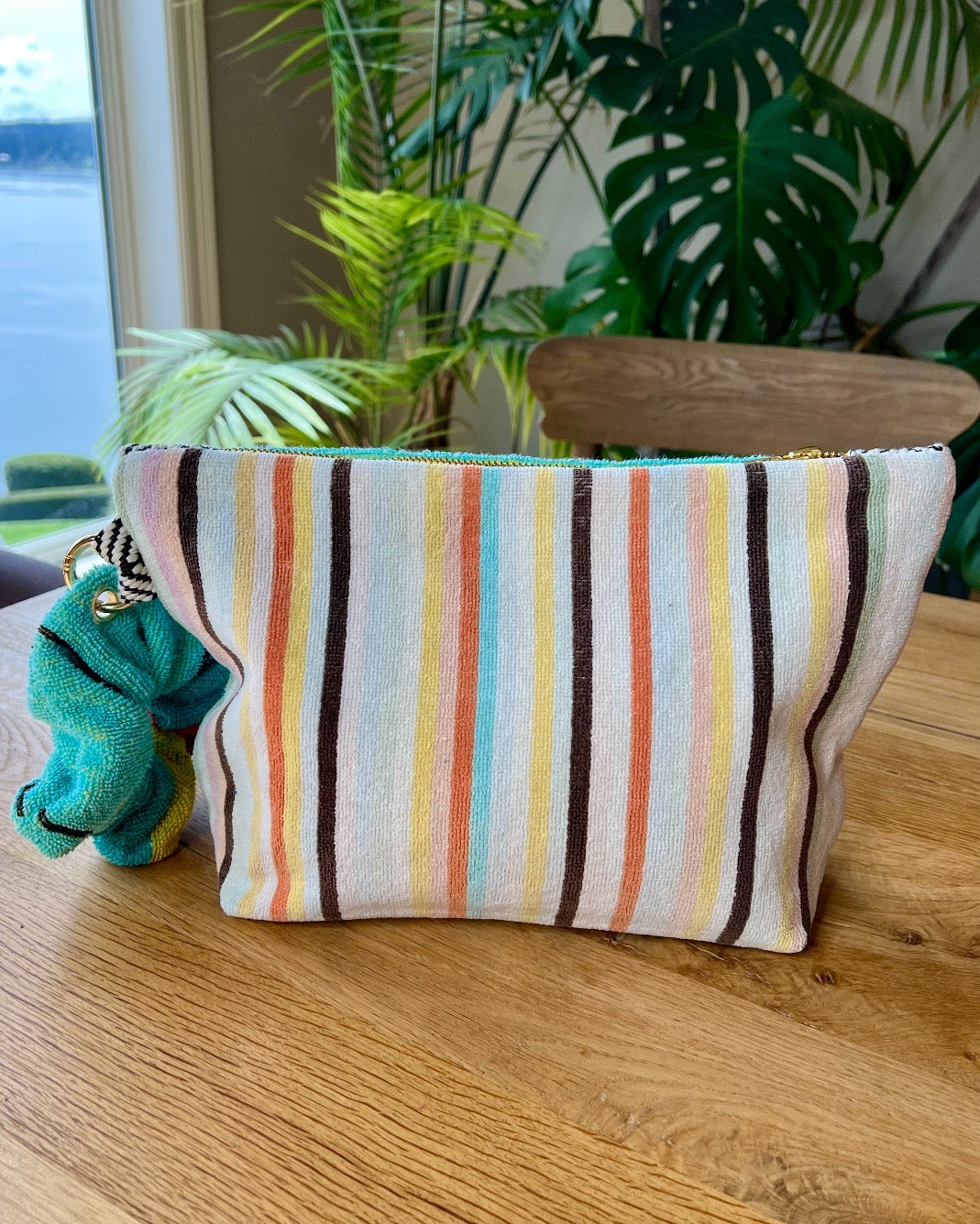 Repurposed Towel Beach Clutch “Sun Rise Stripe”