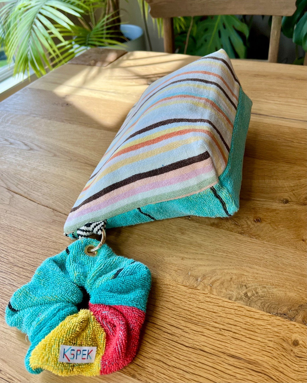 Repurposed Towel Beach Clutch “Sun Rise Stripe”