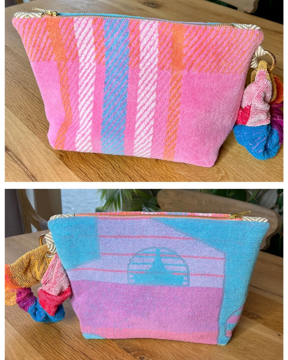 Repurposed Towel Beach Clutch “Miami Deco”