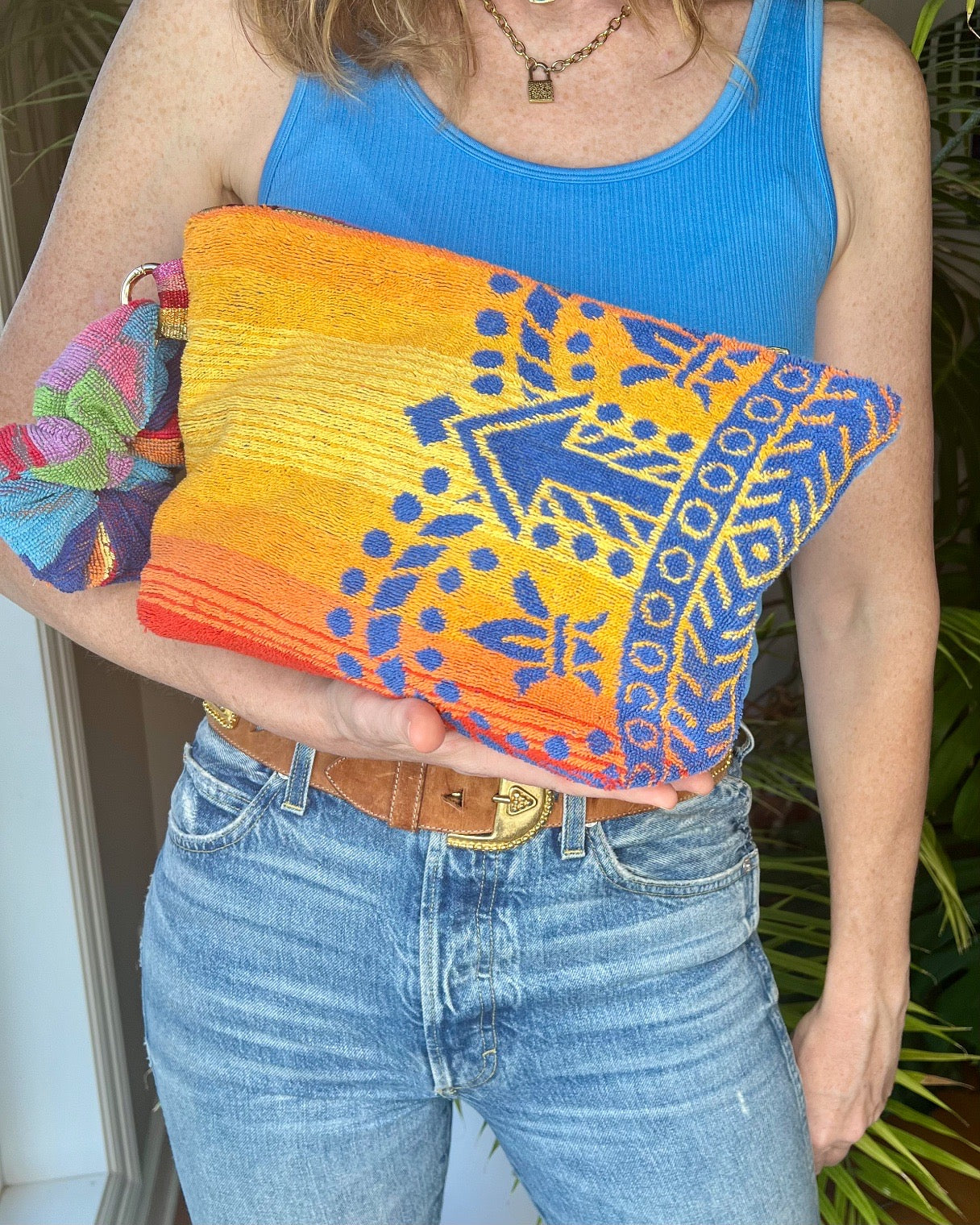 Repurposed Towel Beach Clutch “Pool Queen”