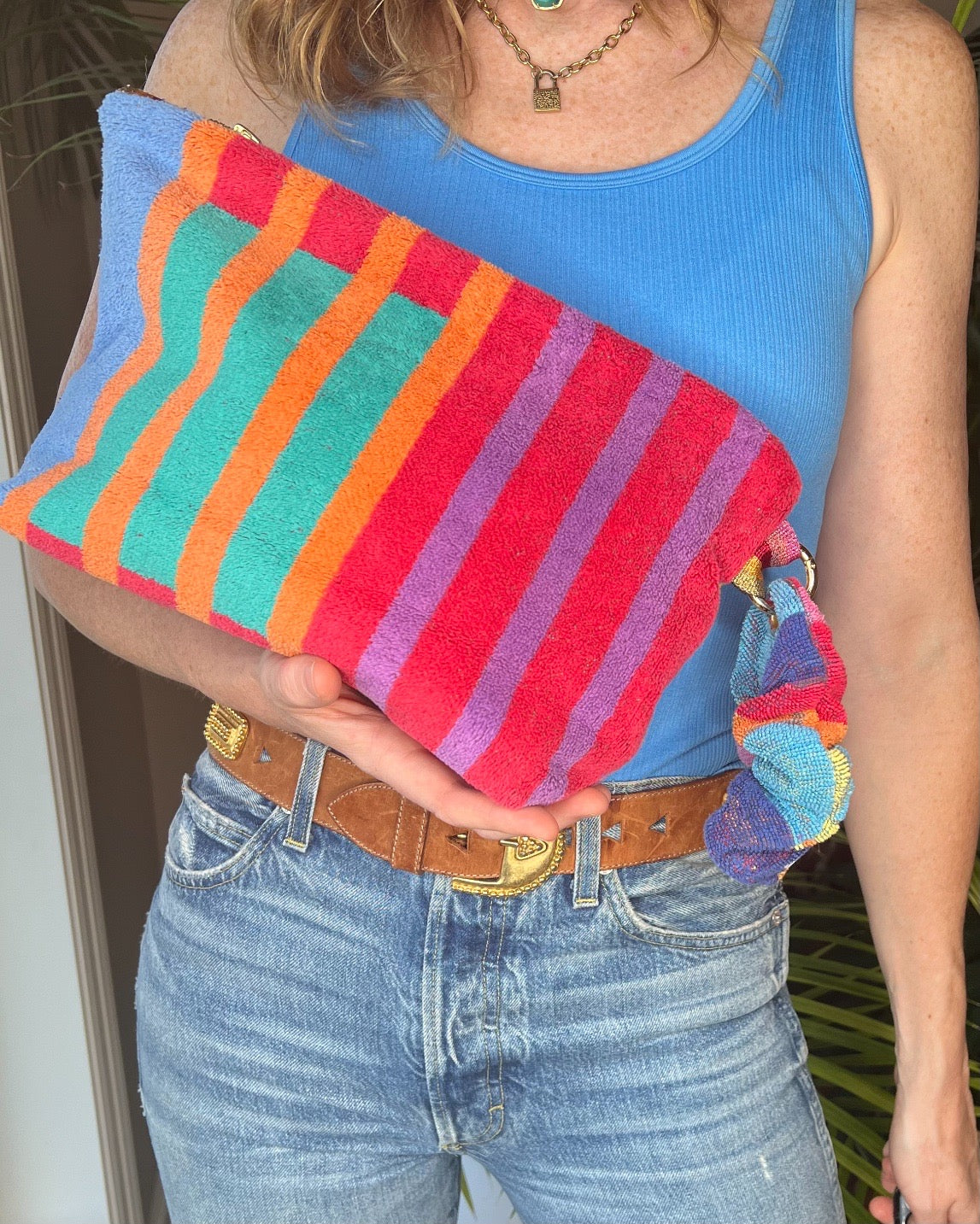 Repurposed Towel Beach Clutch “Pool Queen”