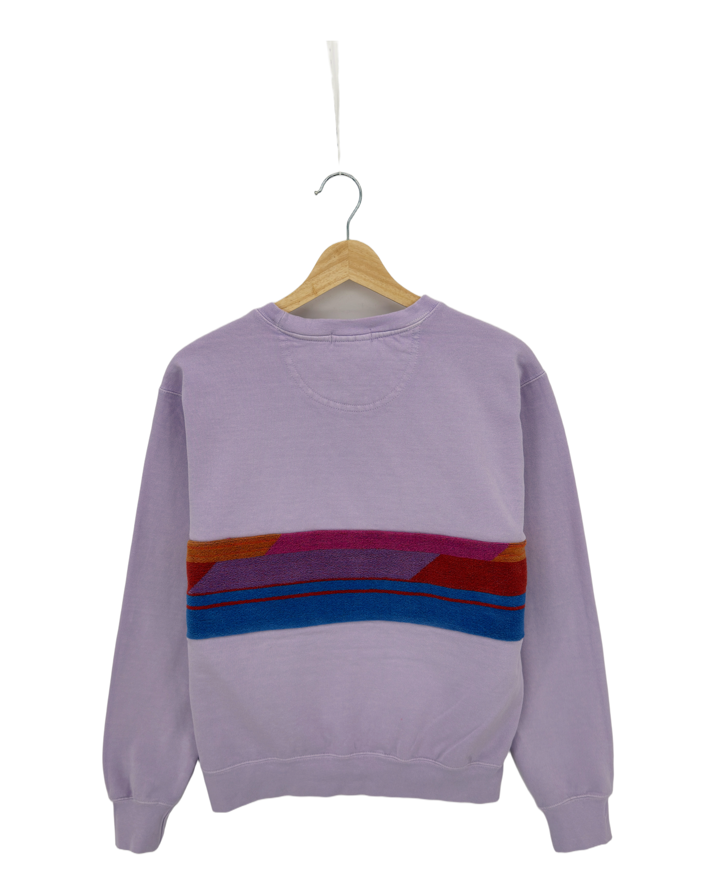 Small Lavender Sunset Chaser "Desert Dreamscape" — one-of-a-kind upcycled vintage beach towel sweatshirt, handmade by Kspek, view 4