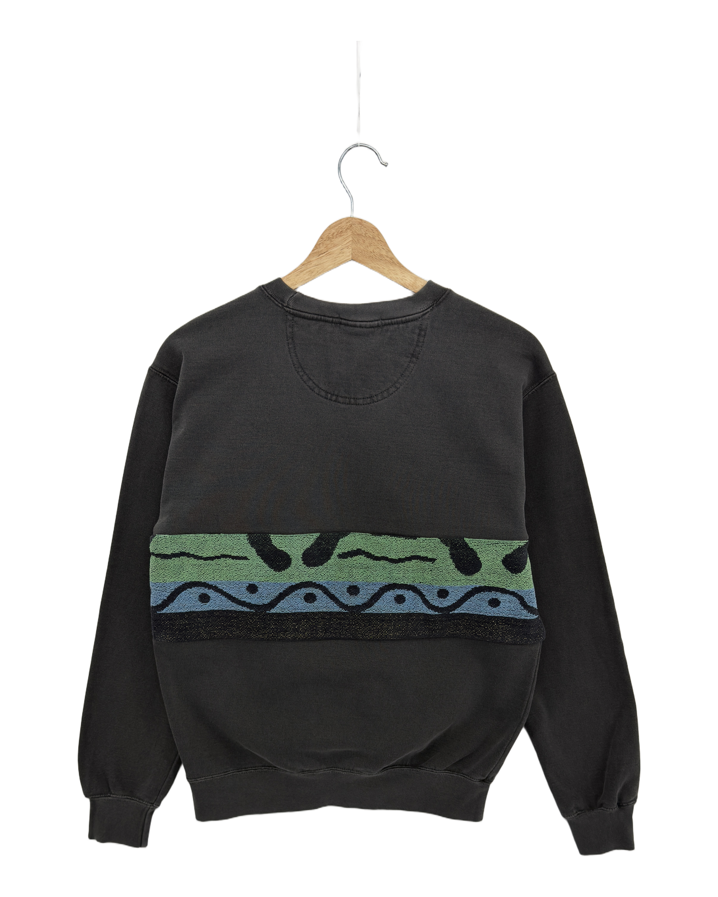Small Pepper Sunset Chaser "Retro Horizon" — one-of-a-kind upcycled vintage beach towel sweatshirt, handmade by Kspek, view 4