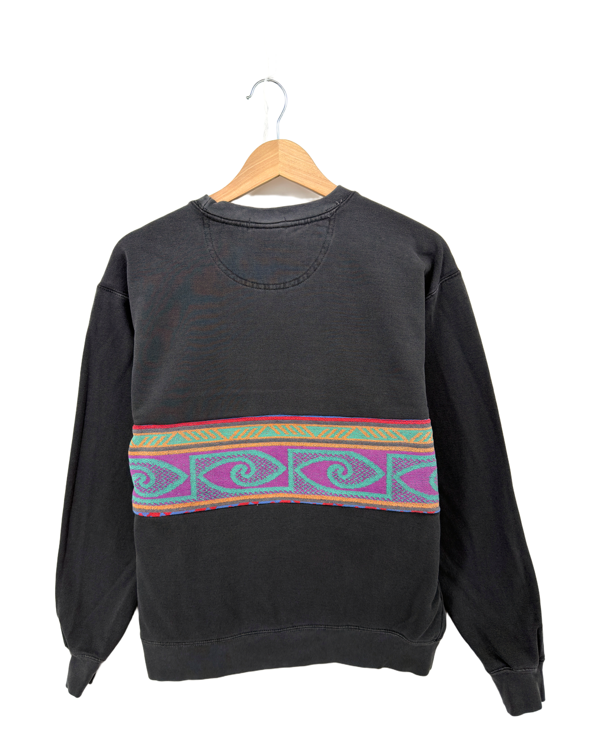 Medium Pepper Sunset Chaser "Spiral Sunset Bands" — one-of-a-kind upcycled vintage beach towel sweatshirt, handmade by Kspek, view 5