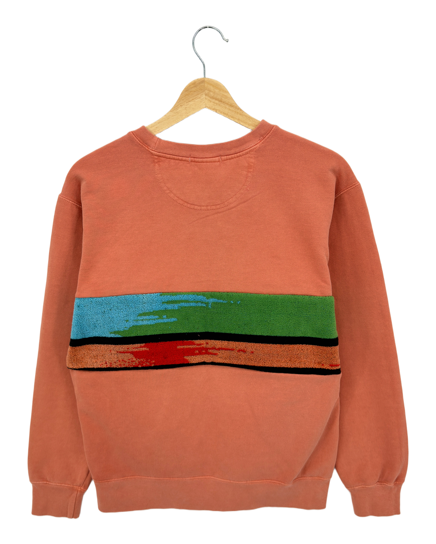 Small Terracotta Sunset Chaser "Canyon Breeze" — one-of-a-kind upcycled vintage beach towel sweatshirt, handmade by Kspek, view 4