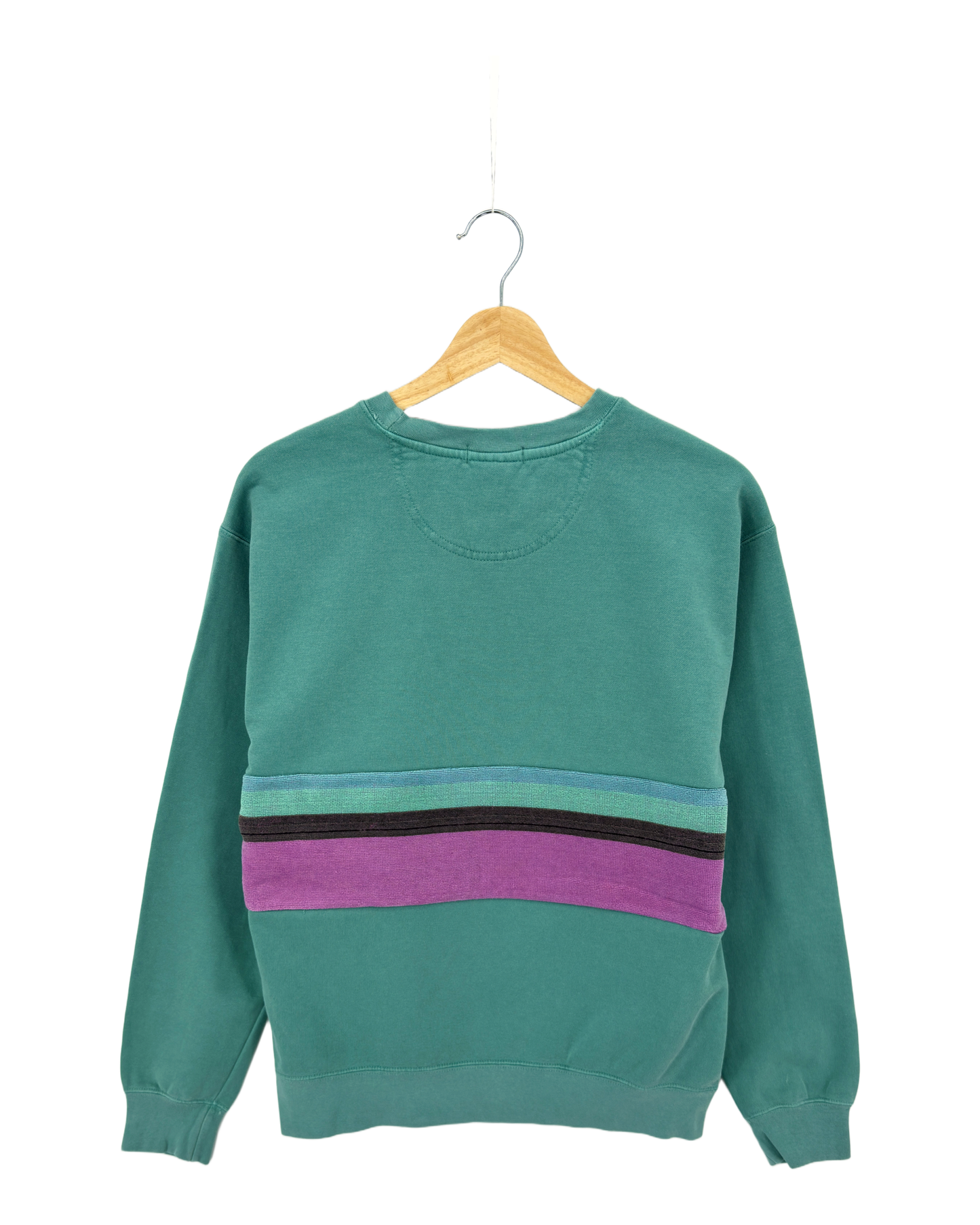 Medium Light Jade Sunset Chaser "Coastal Escape" — one-of-a-kind upcycled vintage beach towel sweatshirt, handmade by Kspek, view 4