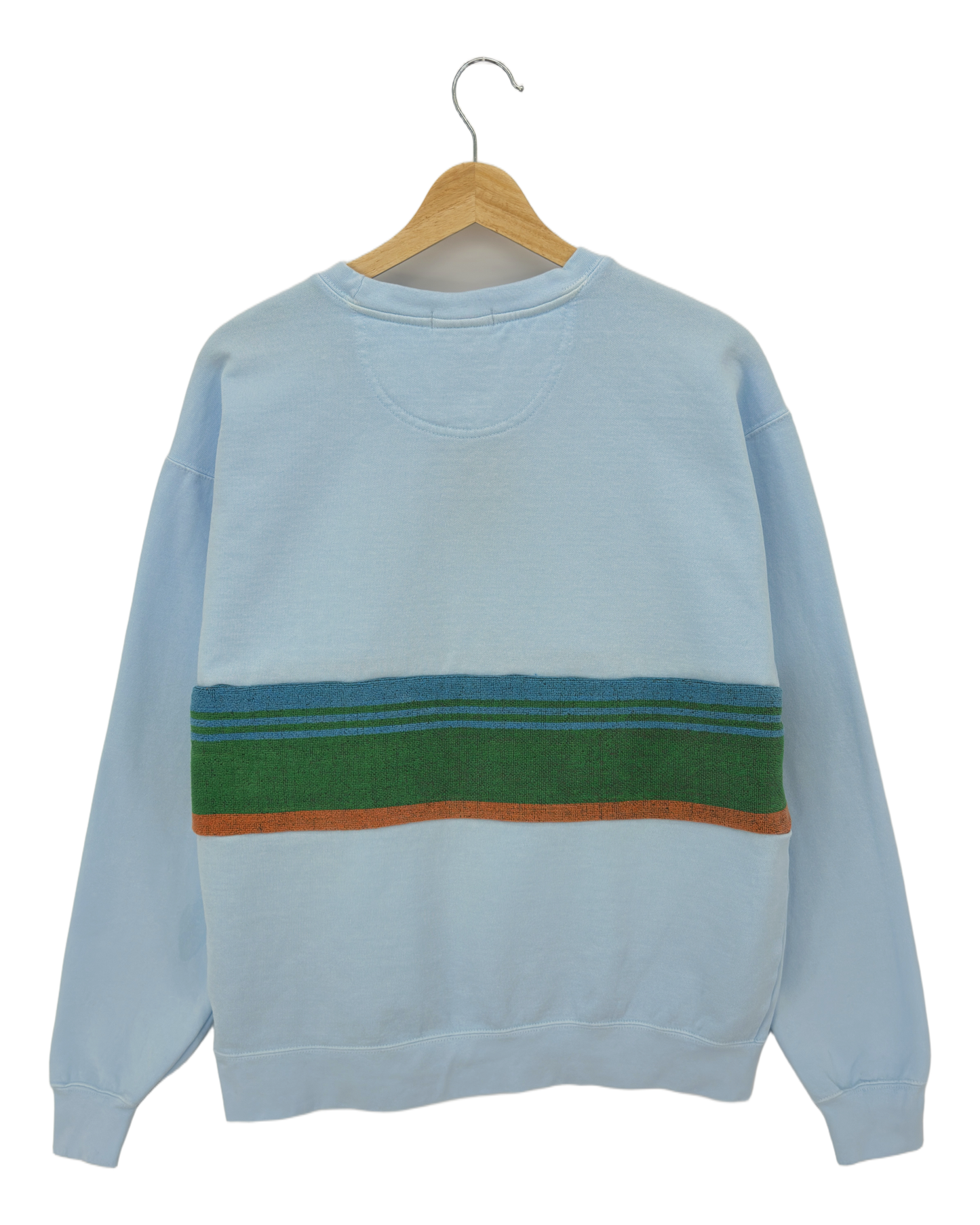 Large Aqua Sunset Chaser "Green Flash" — one-of-a-kind upcycled vintage beach towel sweatshirt, handmade by Kspek, view 4