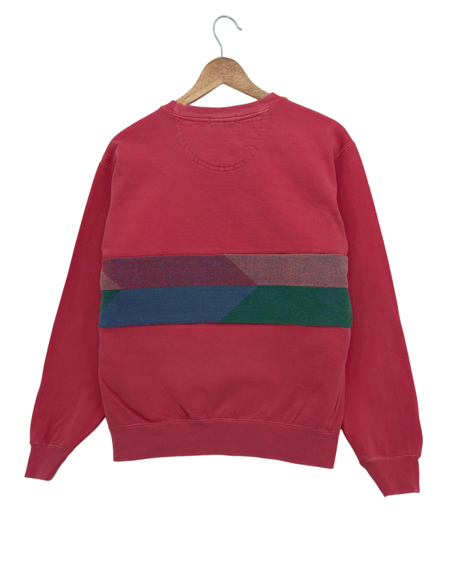 Small Watermelon Sunset Chaser "Horizon Glimpse" — one-of-a-kind upcycled vintage beach towel sweatshirt, handmade by Kspek, view 2