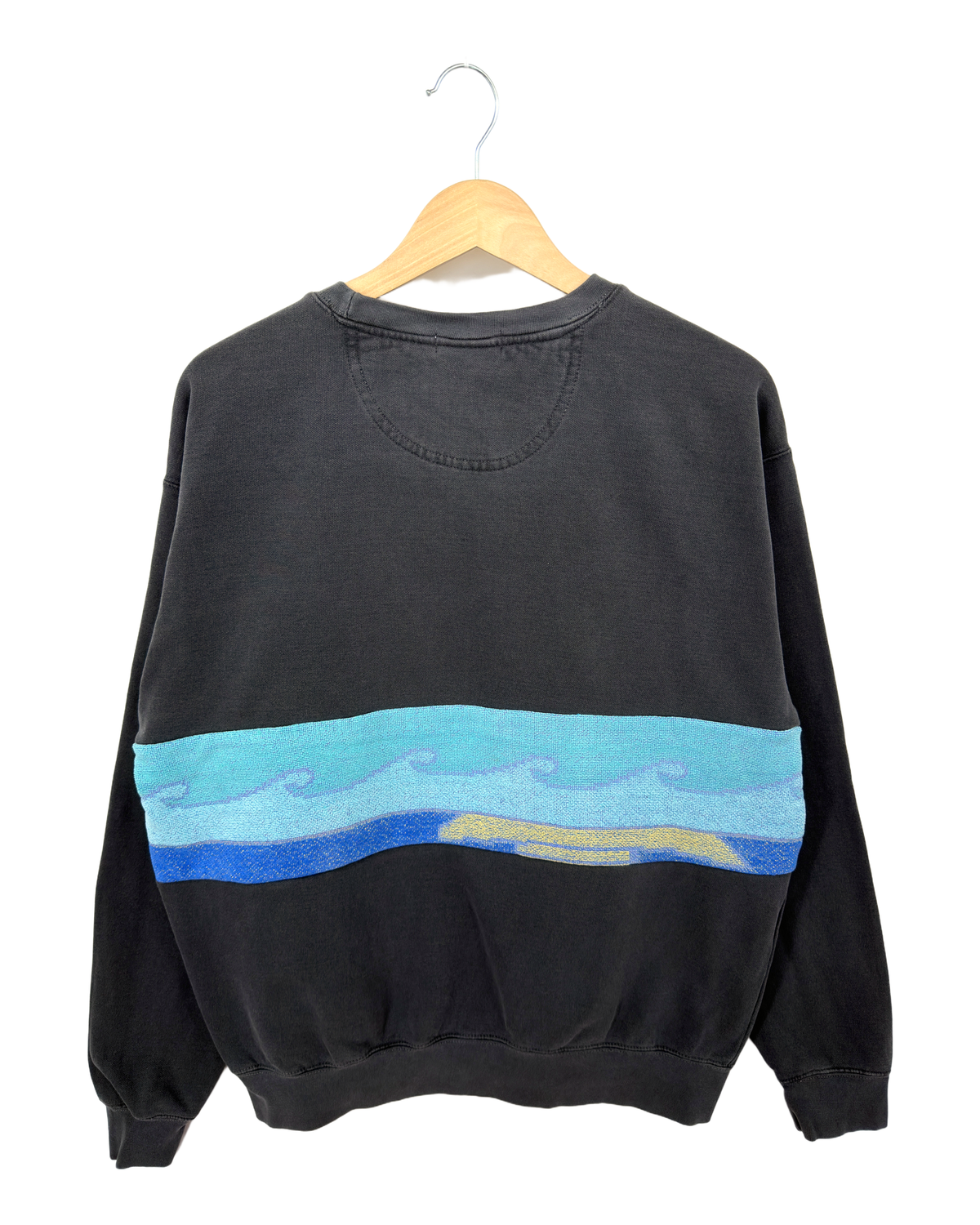 Large Pepper Sunset Chaser "Bubblegum Horizon" — one-of-a-kind upcycled vintage beach towel sweatshirt, handmade by Kspek, view 5