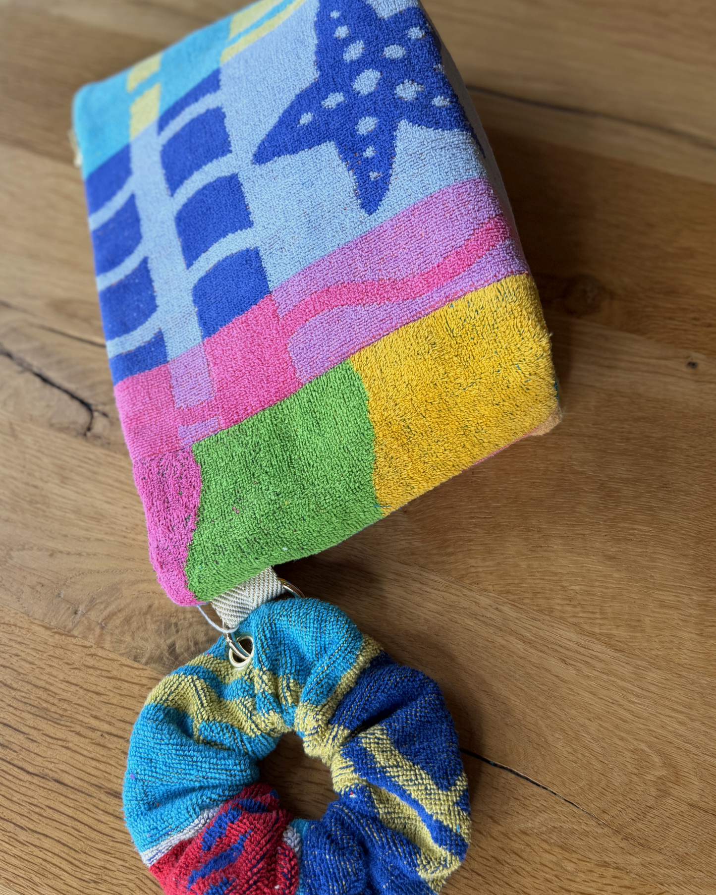 Repurposed Towel Beach Clutch “Dream Vacay” — handmade by Kspek from upcycled vintage textiles, view 6