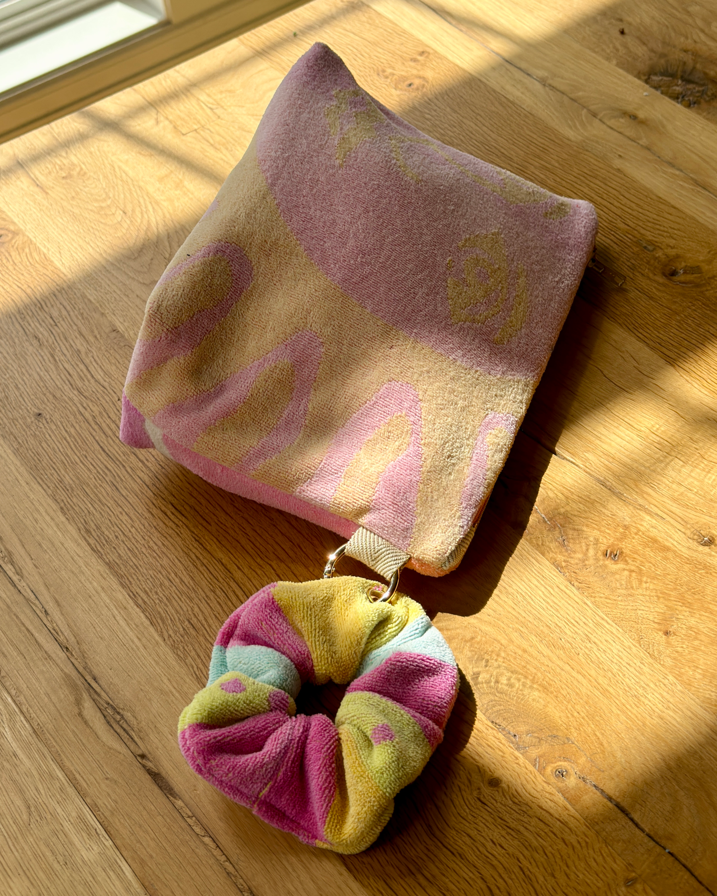Repurposed Towel Beach Clutch “Sunset Shores” — handmade by Kspek from upcycled vintage textiles, view 4
