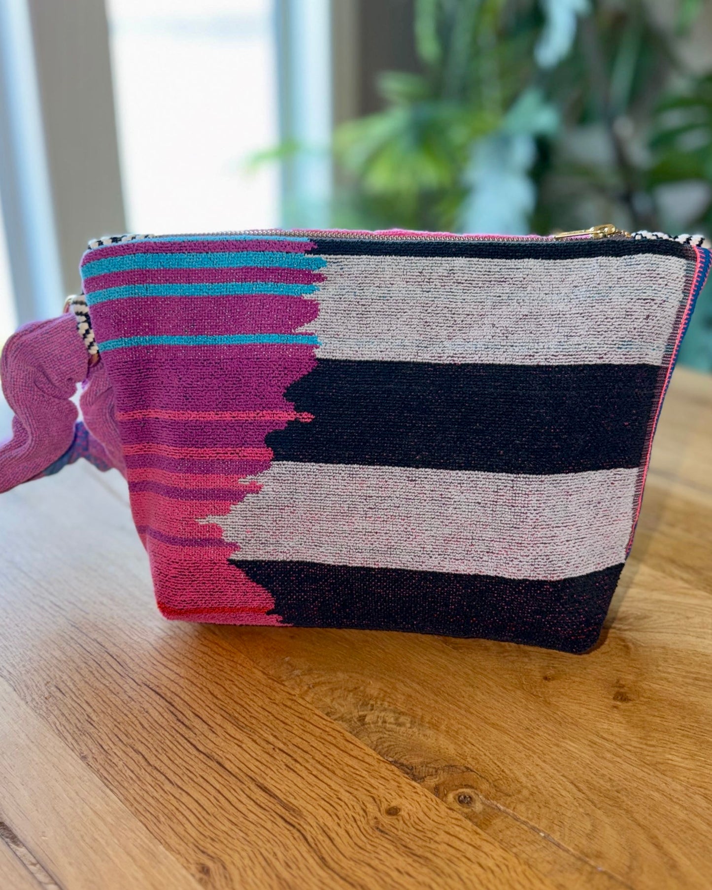 Repurposed Towel Beach Clutch "In Living Color" — handmade by Kspek from upcycled vintage textiles