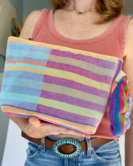 Repurposed Towel Beach Clutch "Living Large"