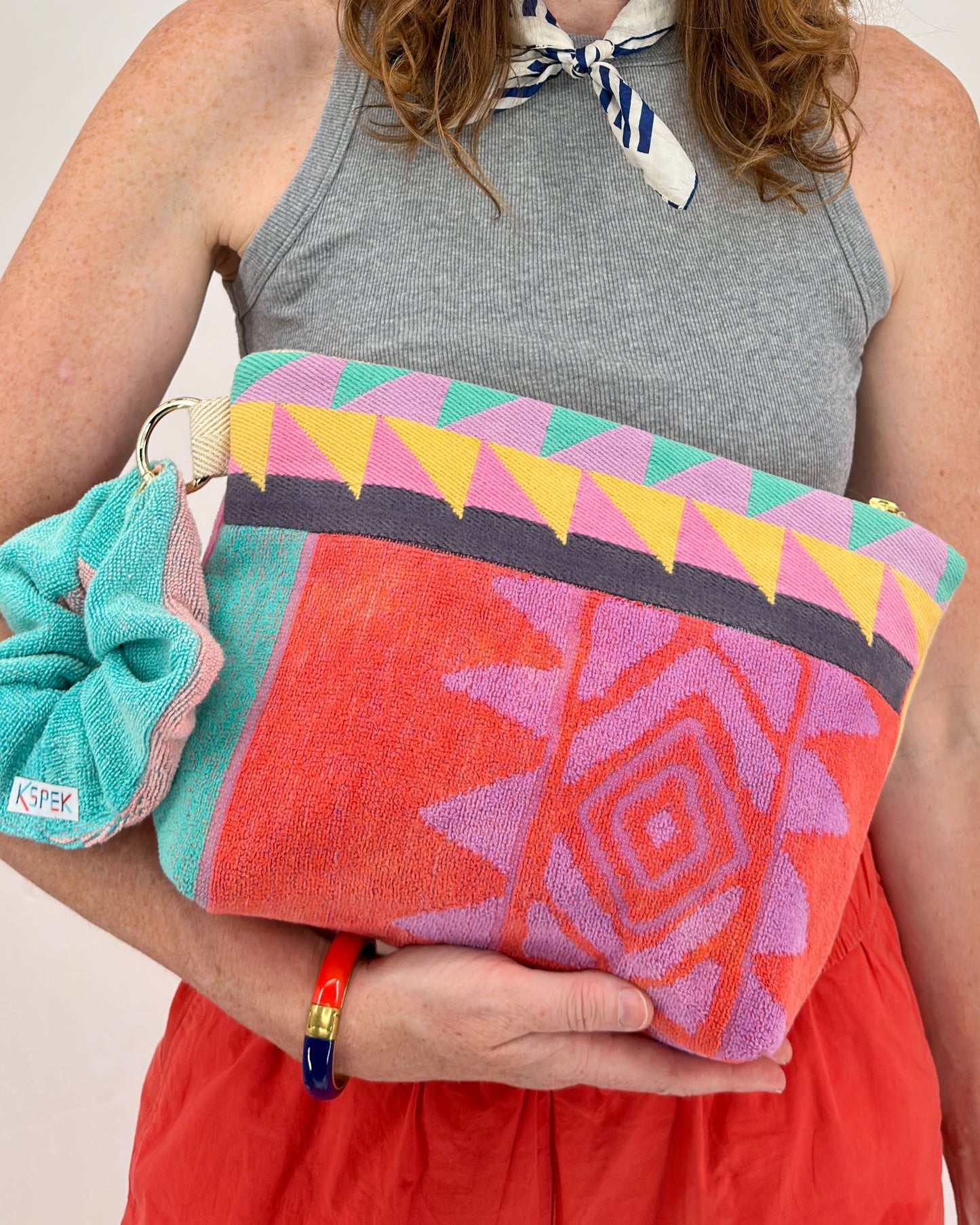 Repurposed Towel Beach Clutch "Sweet and Spicy"