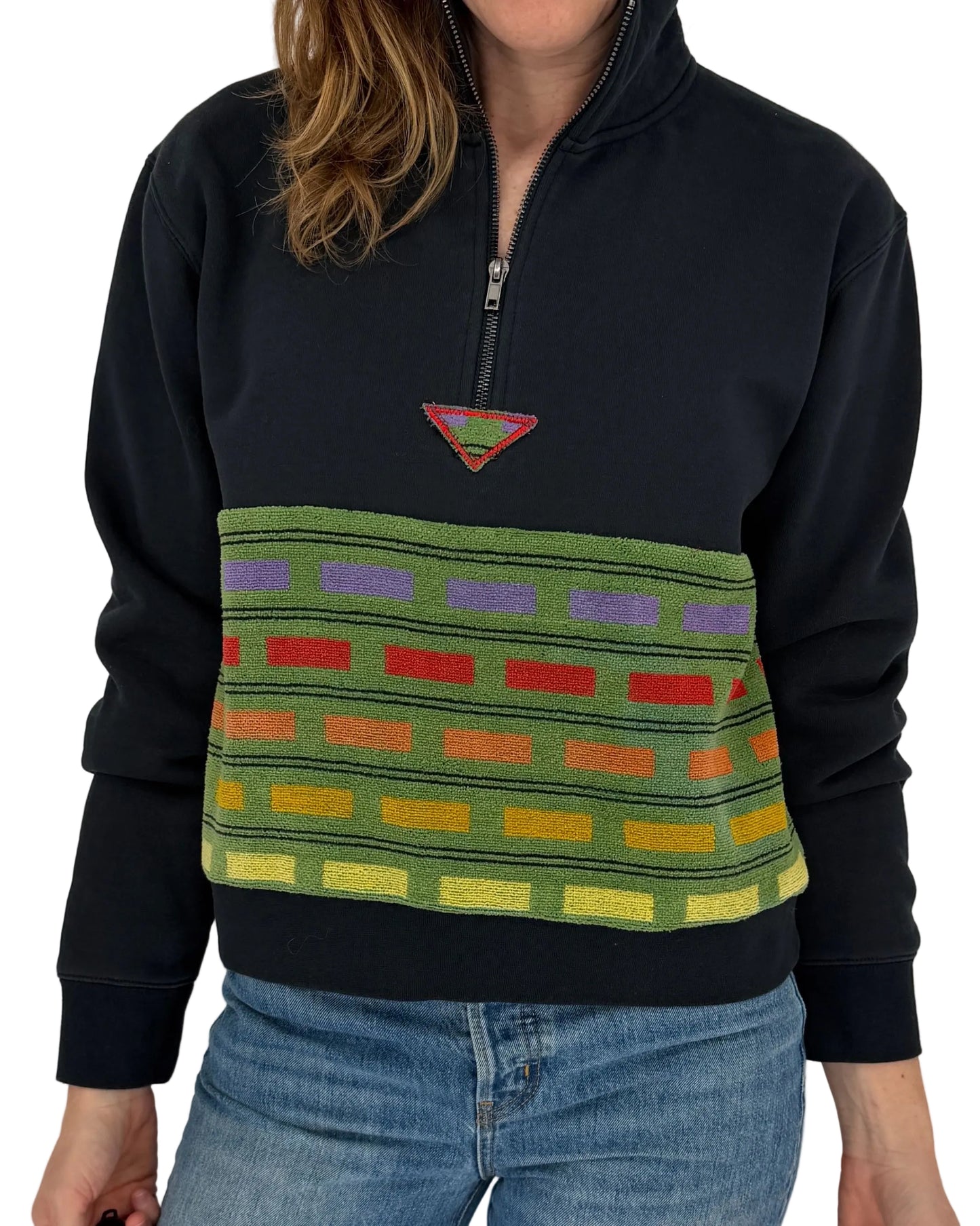 Small Black 1/4 Zip 2 — handmade by Kspek from upcycled vintage textiles