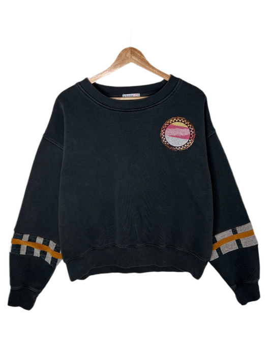 Large Faded Black Tide Check Sweatshirt 2