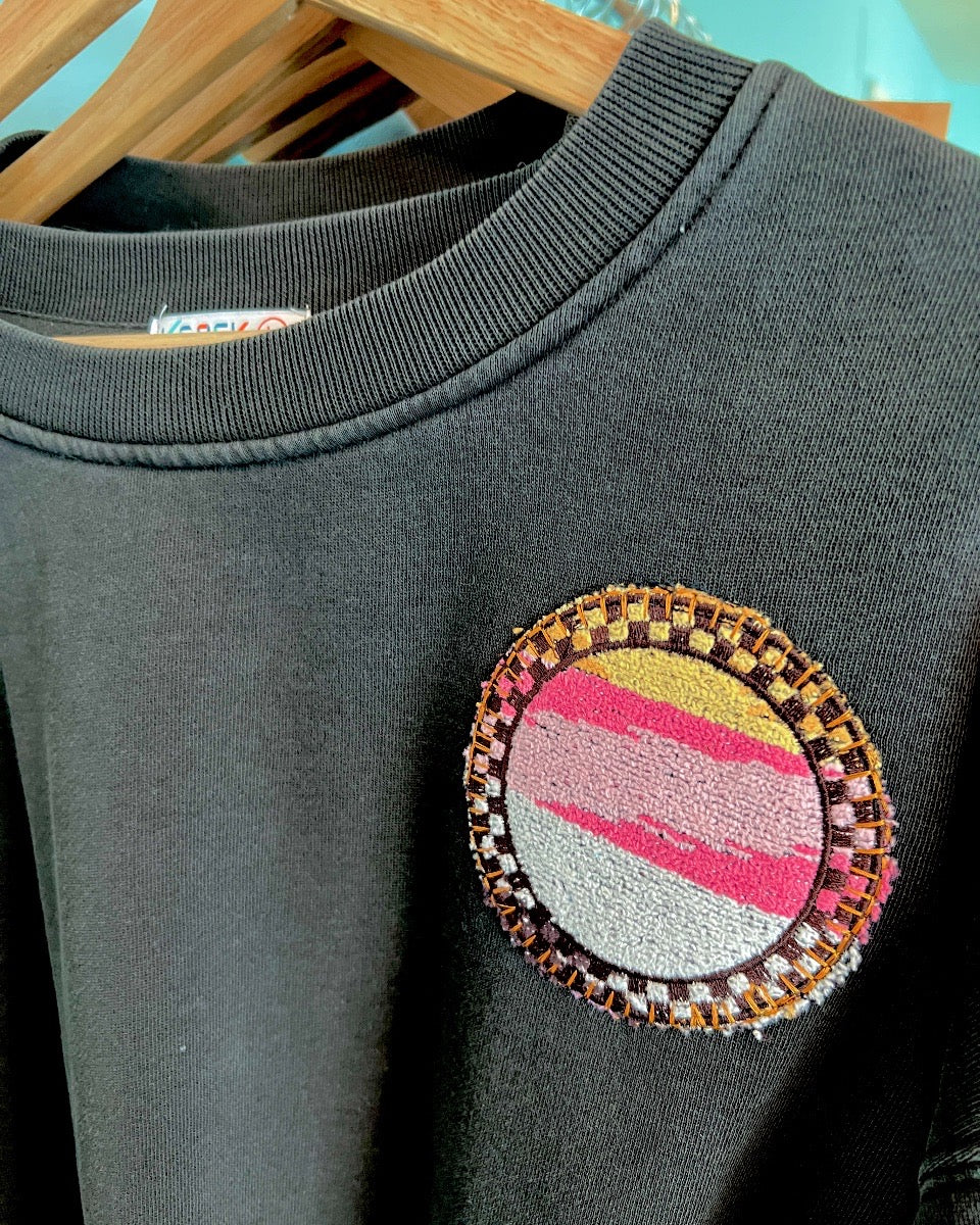 Large Faded Black Tide Check Sweatshirt 2