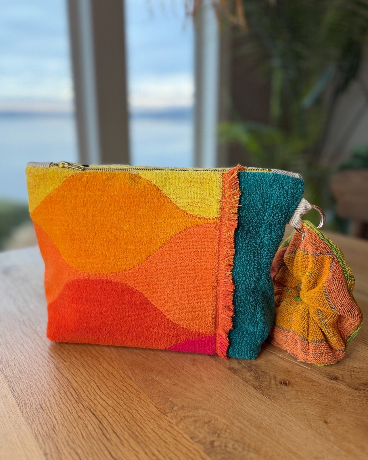 Repurposed Towel Beach Clutch "Mid Century Pool Party"