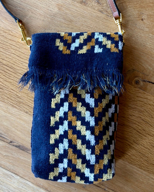 Persephone Fringe Designer Mini Crossbody Navy YSL No Logo