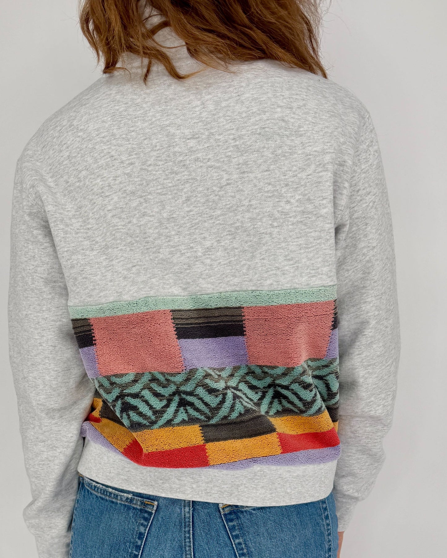 Small Light Heather Grey 1/4 Zip 2 — handmade by Kspek from upcycled vintage textiles, view 7